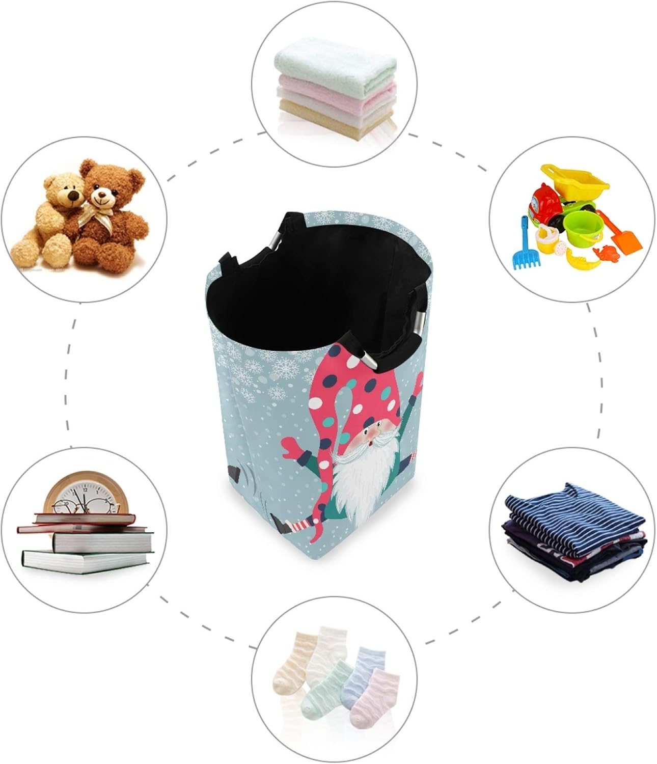 Susiyo Christmas Jolly Gnome Folding Laundry Basket