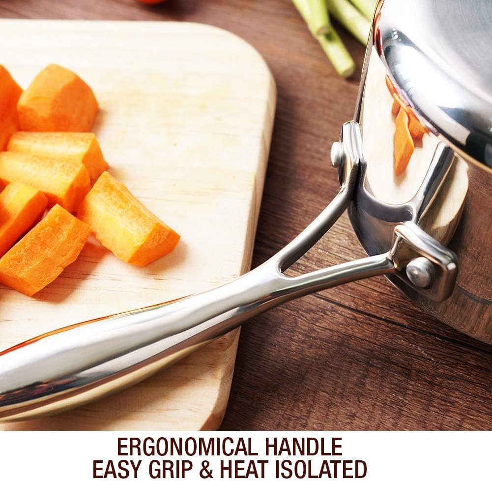 HOMICHEF Mirror-Polished Stainless Steel Saucepan