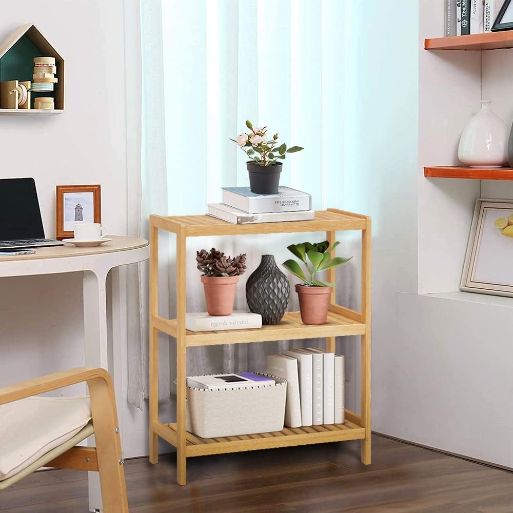 3-Tier Bamboo Freestanding Shelf Unit for Bathroom Kitchen Living Room Office