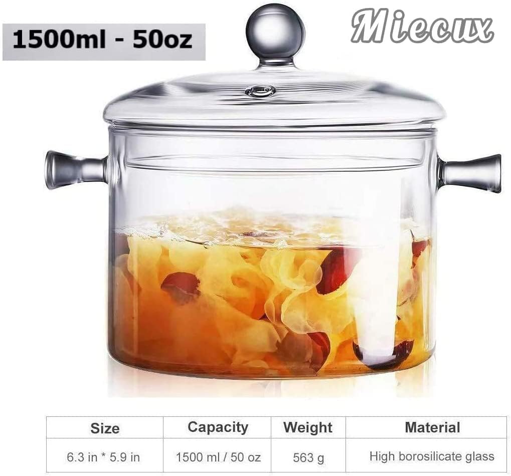 Miecux saucepan 15L Heat-Resistant cooking pot 50OZ
