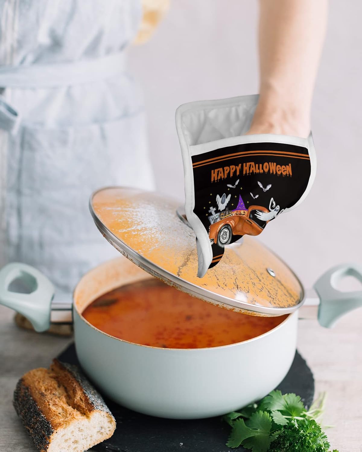 HilariousM Spooky Halloween 5-Piece Pot Holder Set