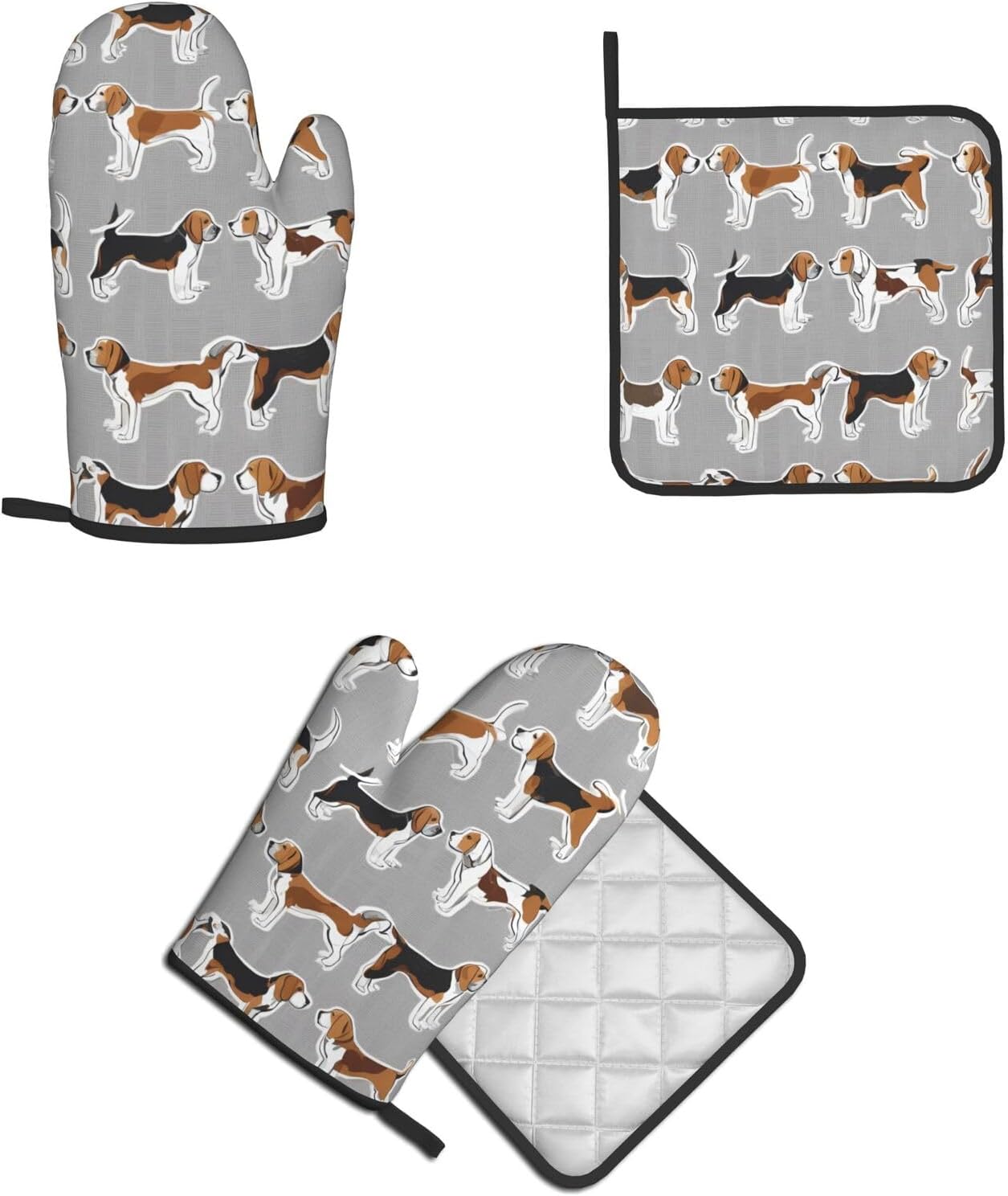 Quopvn Beagle Patterns Printed Oven Mitt Set 2-Piece