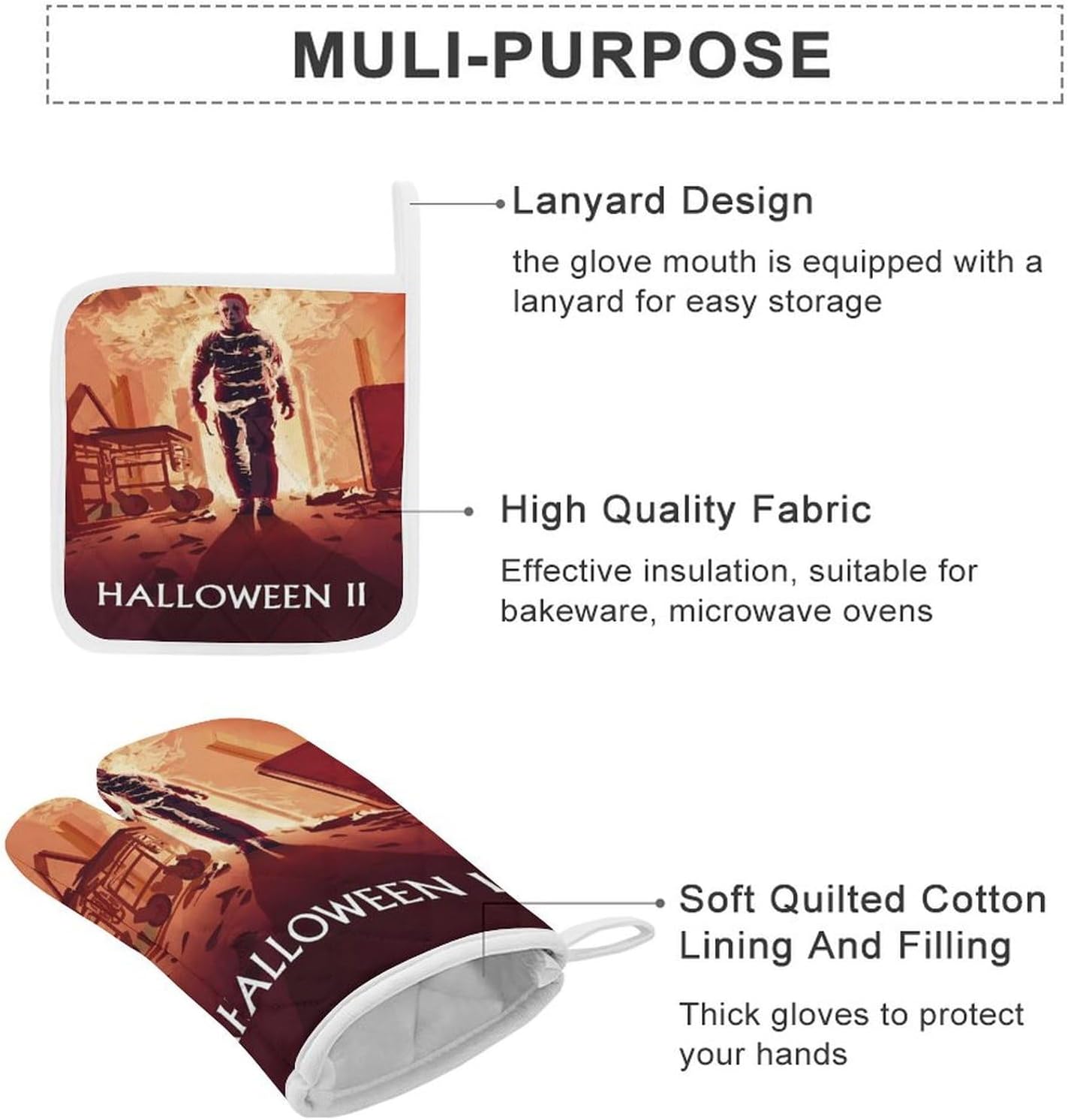 Oven Mitts and Pot Holders Set for Halloween