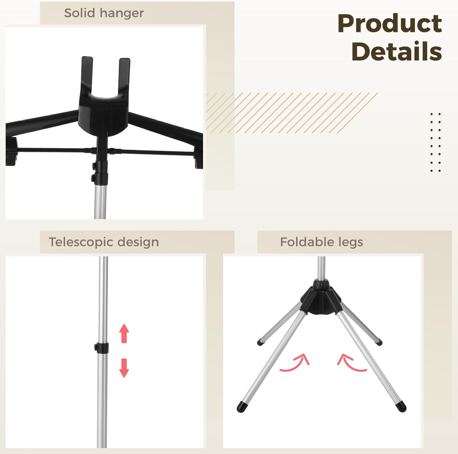 Sturdy Adjustable Folding Clothes Rack with 4 Legs