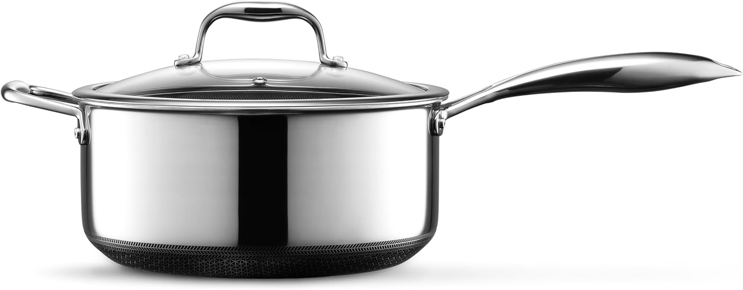 HexClad 5-Quart Hybrid with Tempered Glass Lid