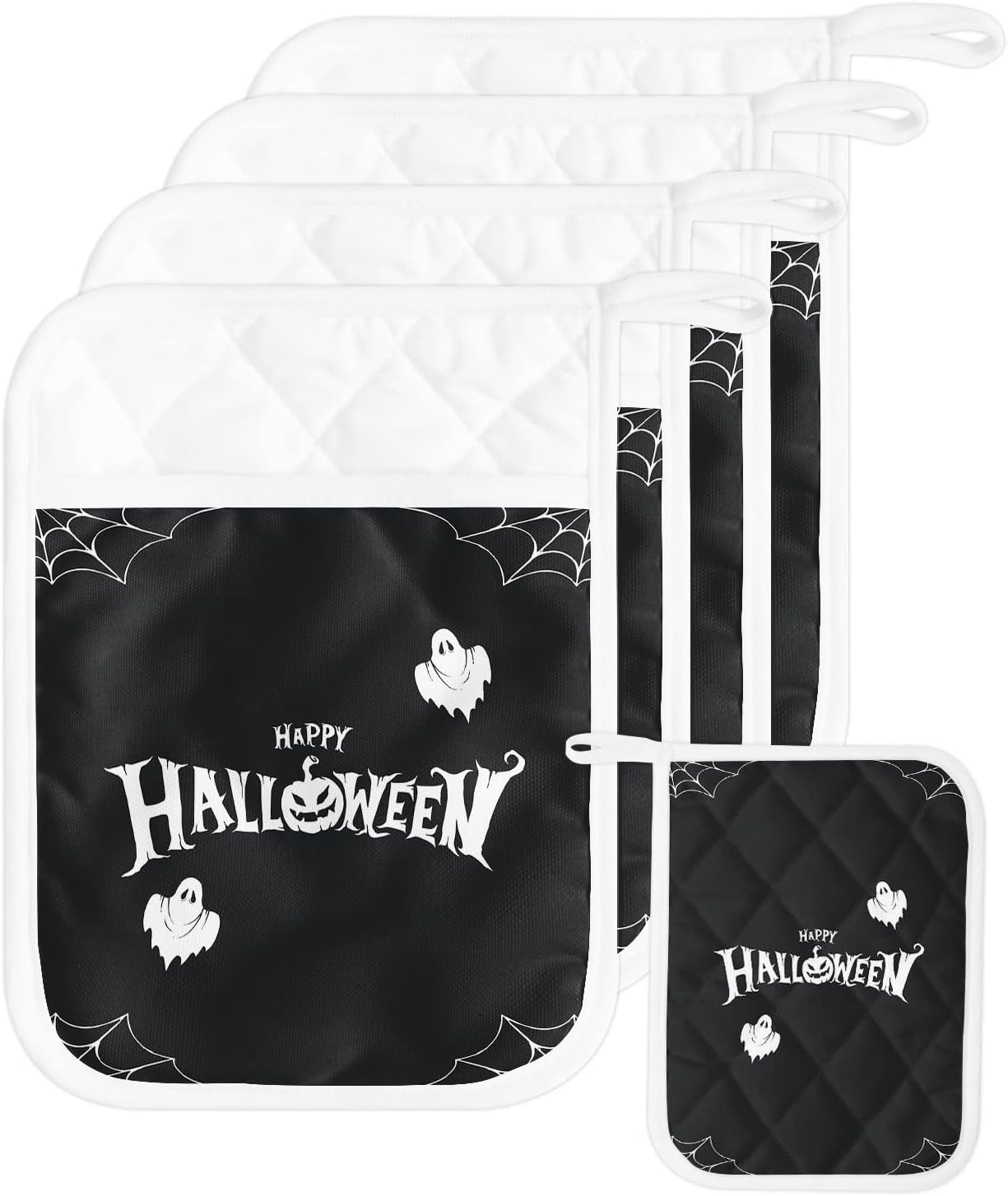 Pumpkin Halloween GHOST Pot Holders Set of 5 for Kitchen Use