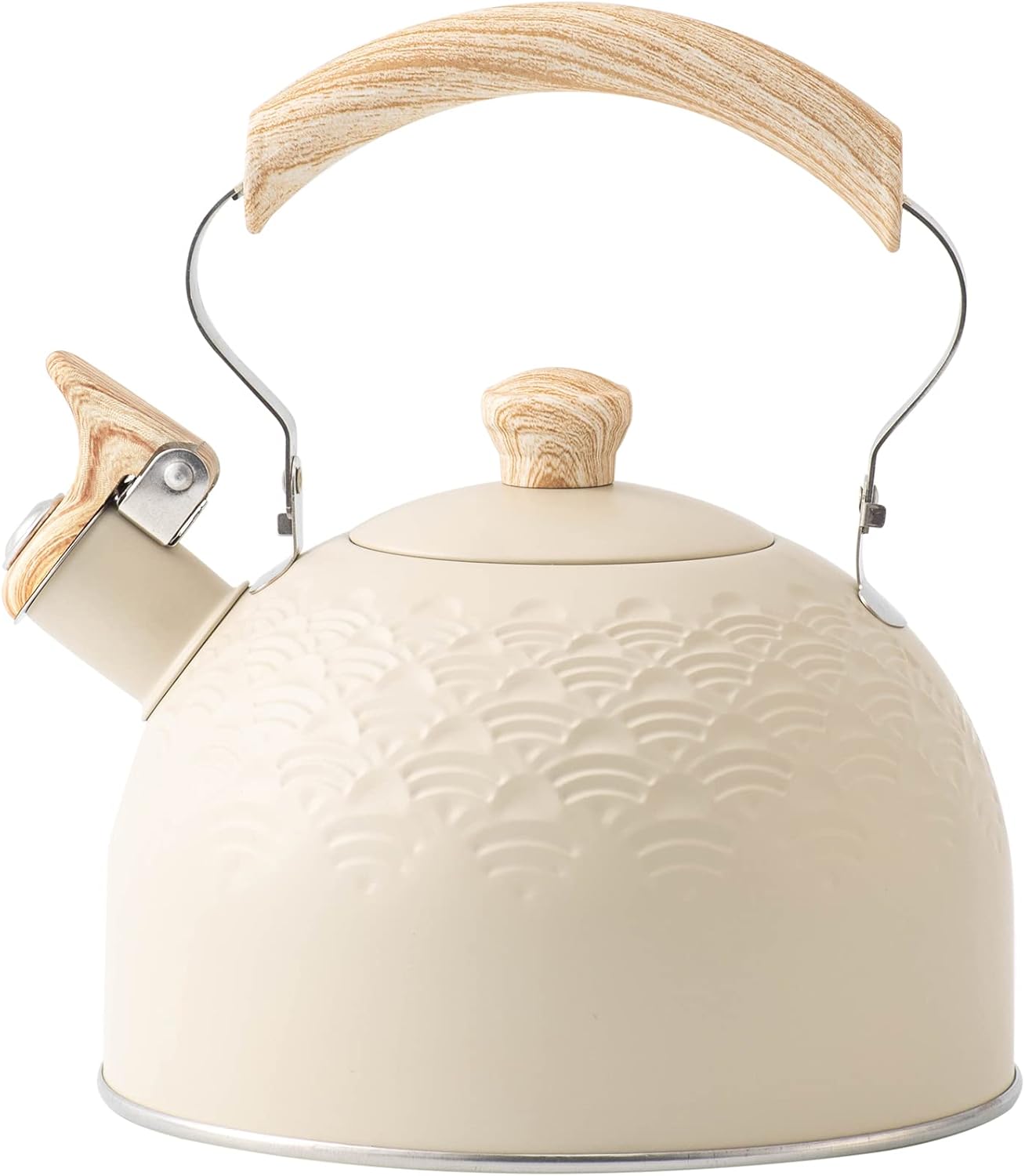 Whistling Stainless Steel Tea Kettle with Wood Handle