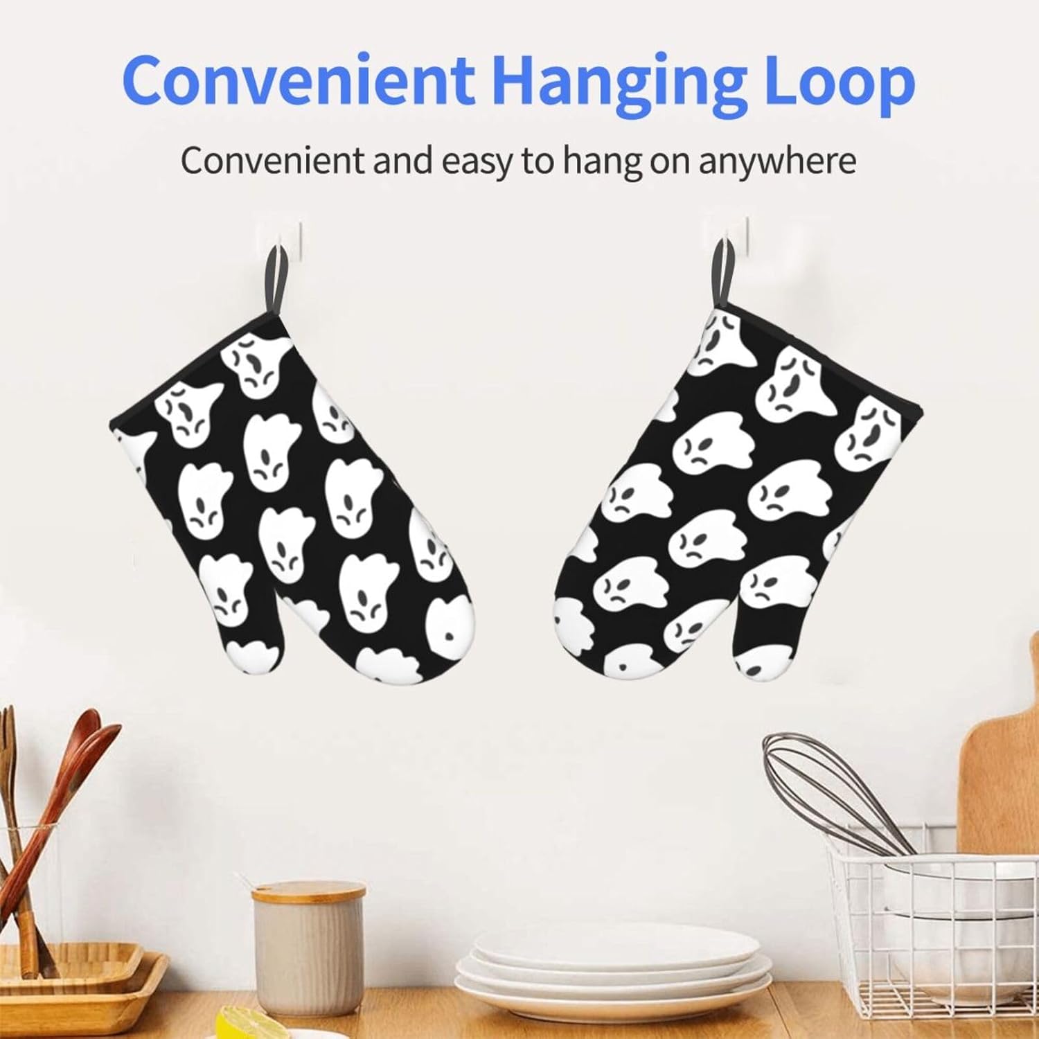 WURTON Halloween Ghost Heat Resistant Oven Mitts Set