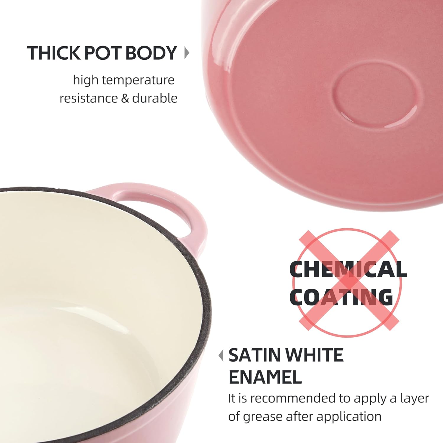 3 QT Enameled Cast Iron Dutch Oven