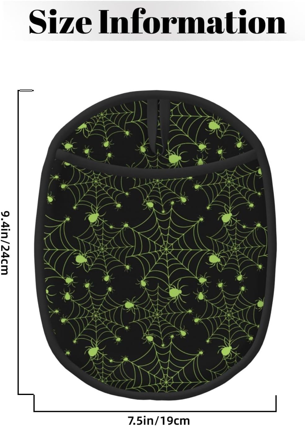 2PCS Halloween Green Spiderweb Oven Mitts with Pocket and Hanging Loop
