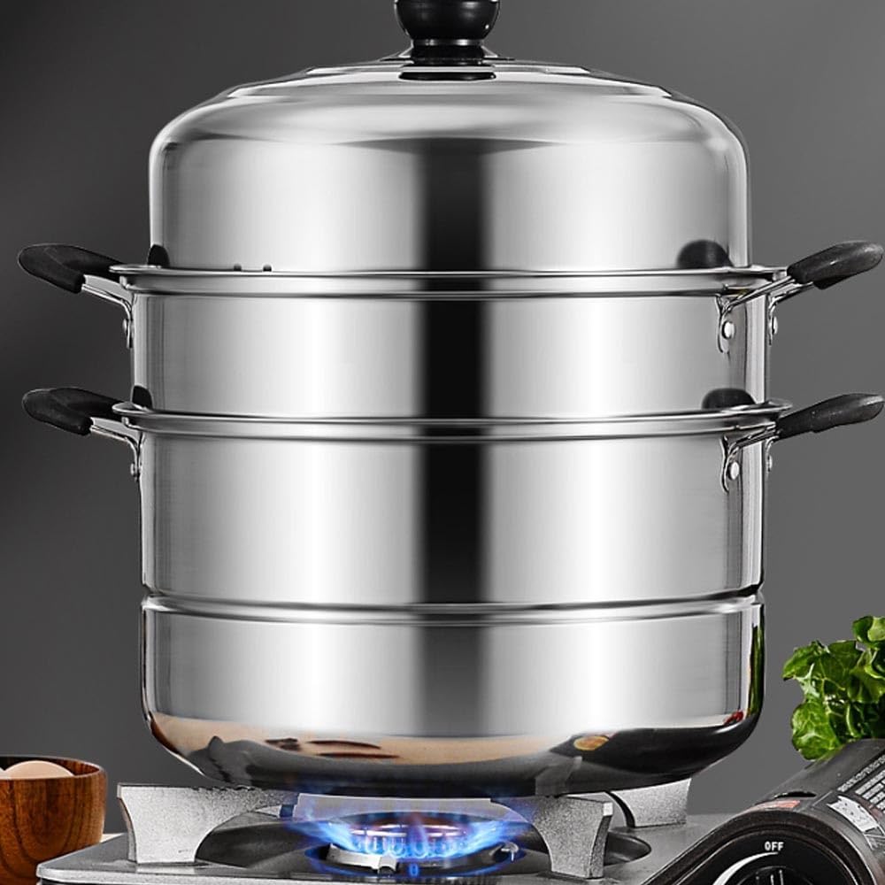 Deep Stock Pot - Non-Stick Stainless Steel Tri-Ply Stockpot