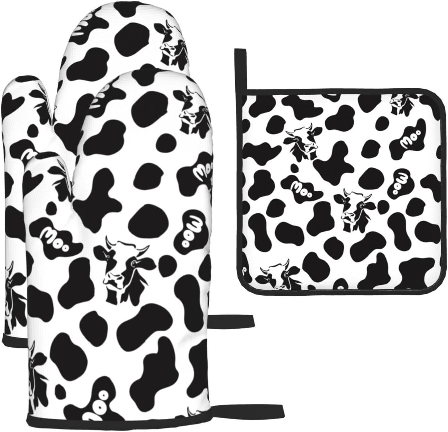 Cute Kitchen Design Heat-Resistant Oven Mitts Set of 3
