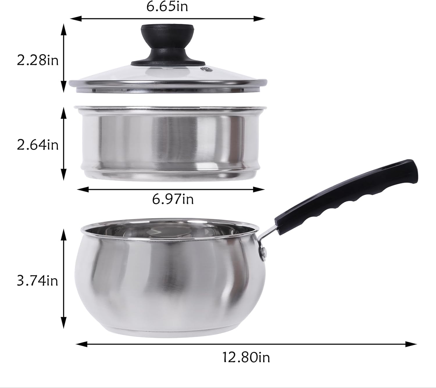 15QT Stainless Steel Saucepan with Steamer