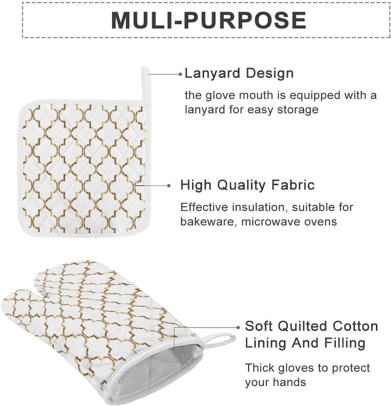 Curdesi Oven Mitts Set Heat-Resistant for Baking BBQ