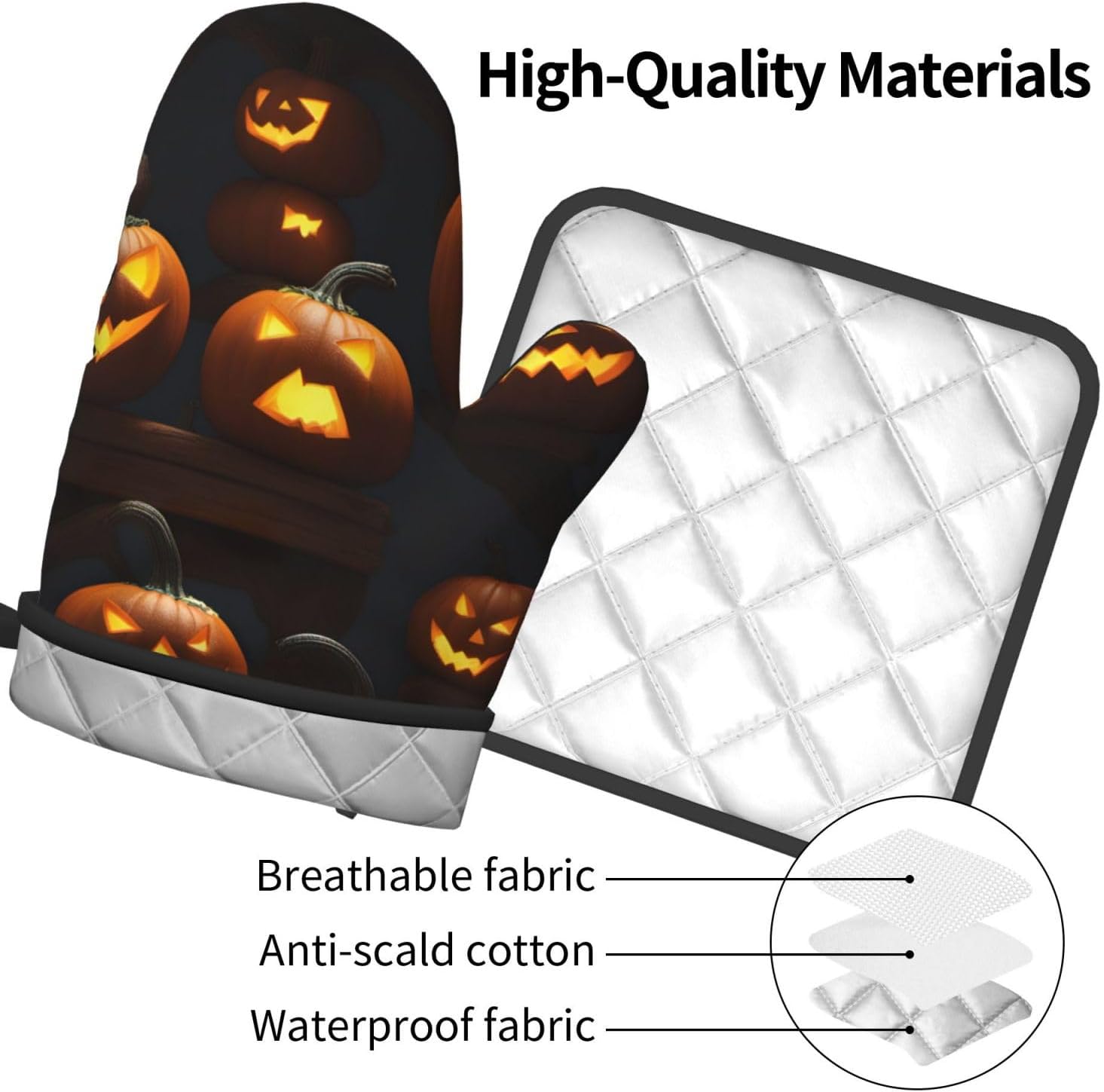 Halloween Pumpkin Oven Mitt Set