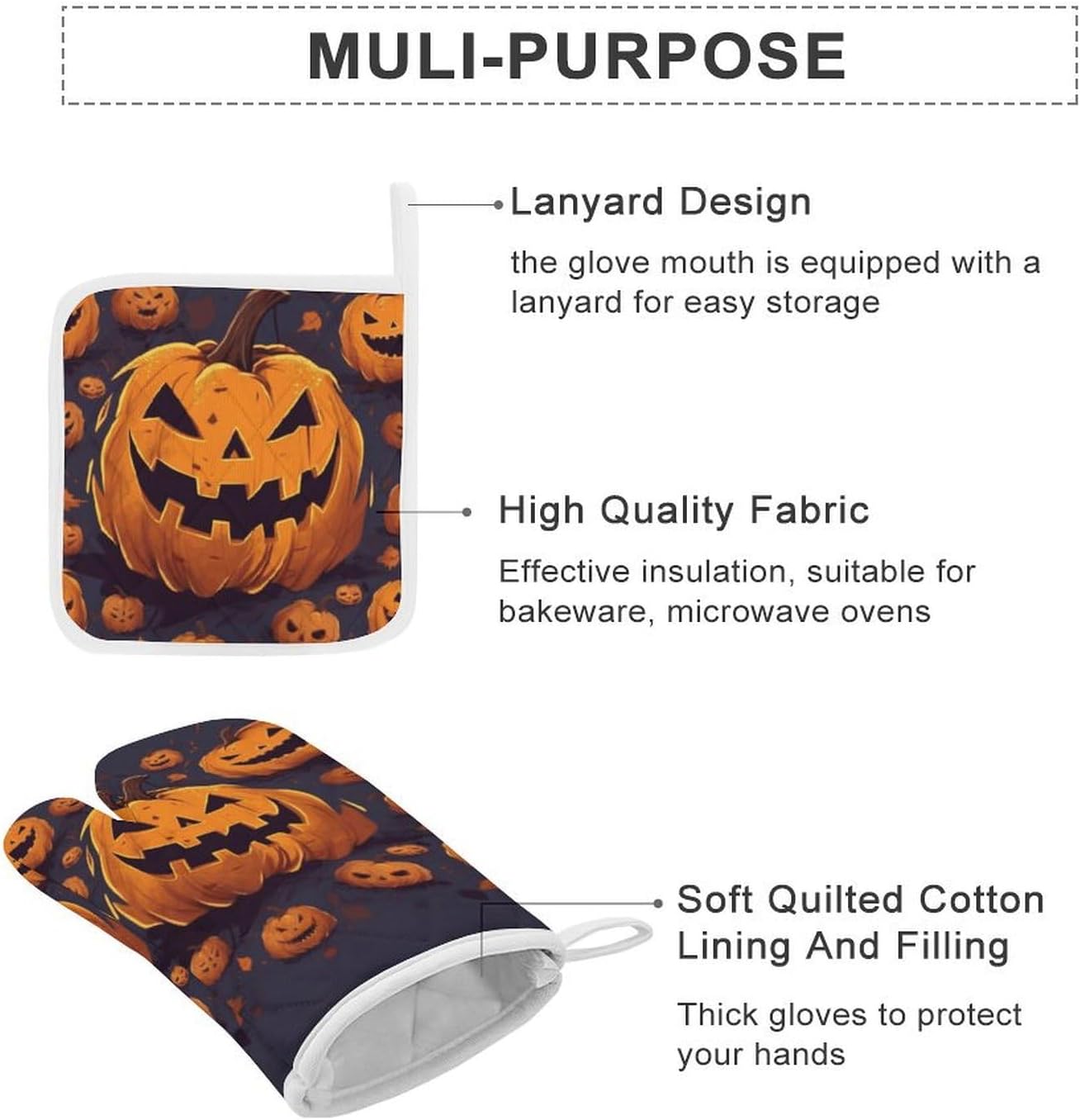 Halloween-Themed Warm Pumpkin Oven Mitts
