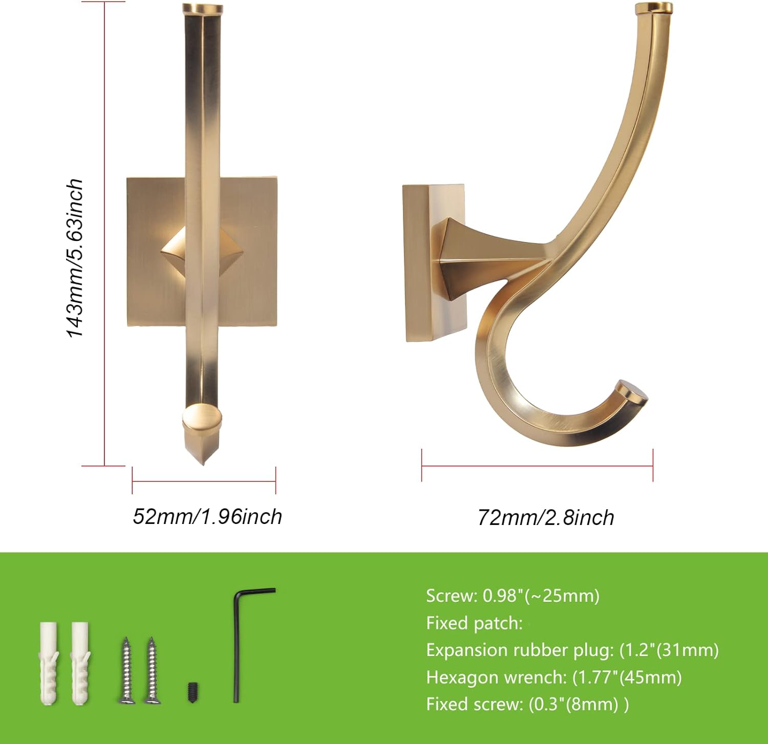 TUNNY Vintage Wall Hooks - 2Pack