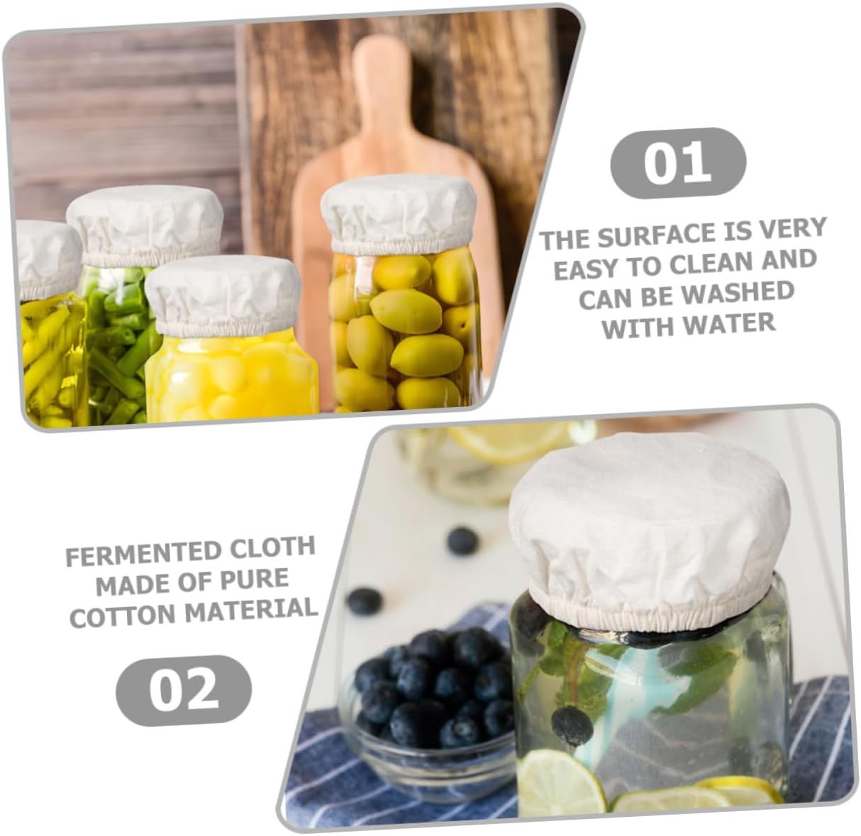 4pc Eco-Friendly Cotton Jar Lids Cook Serve Kitchen Essential