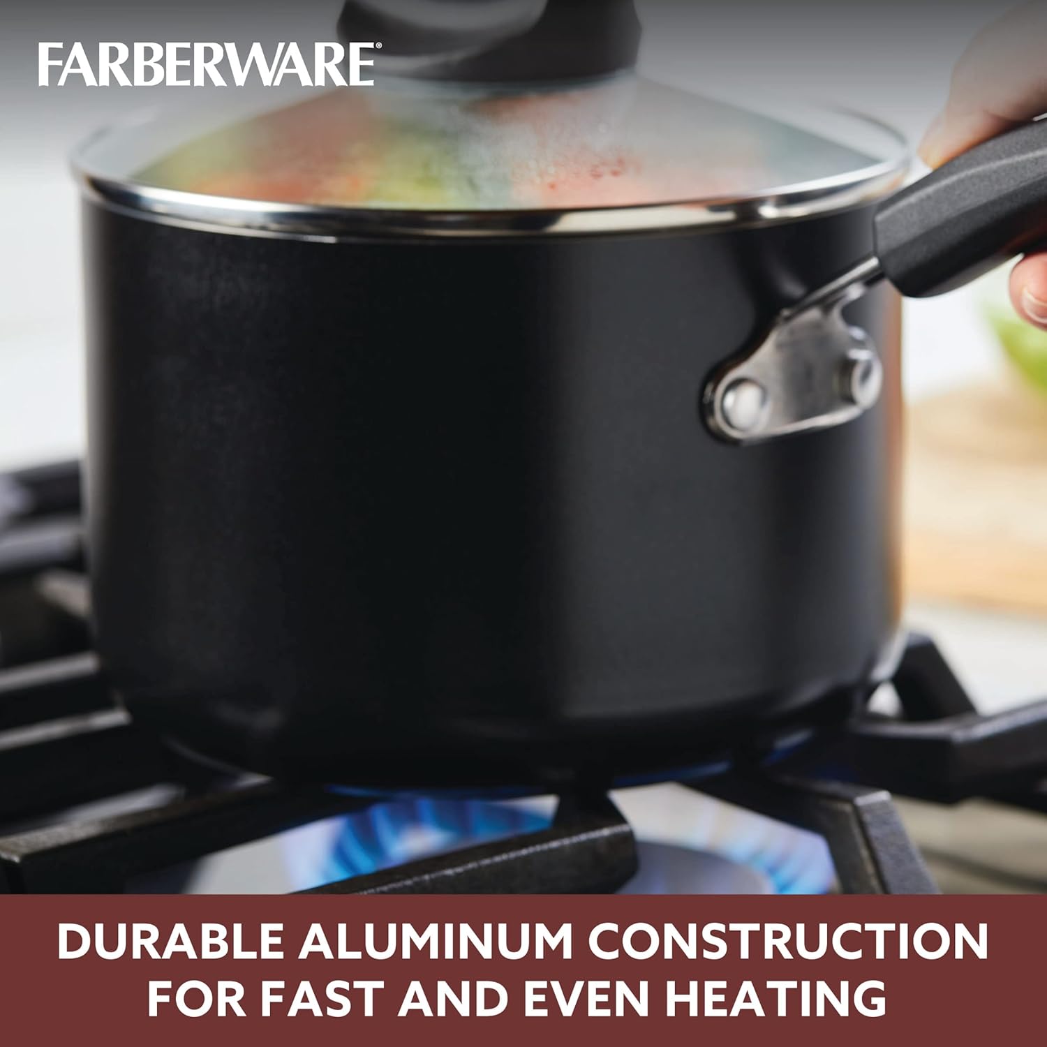 Farberware Smart Control Nonstick Sauce Pan with Lid 2 Quart Black