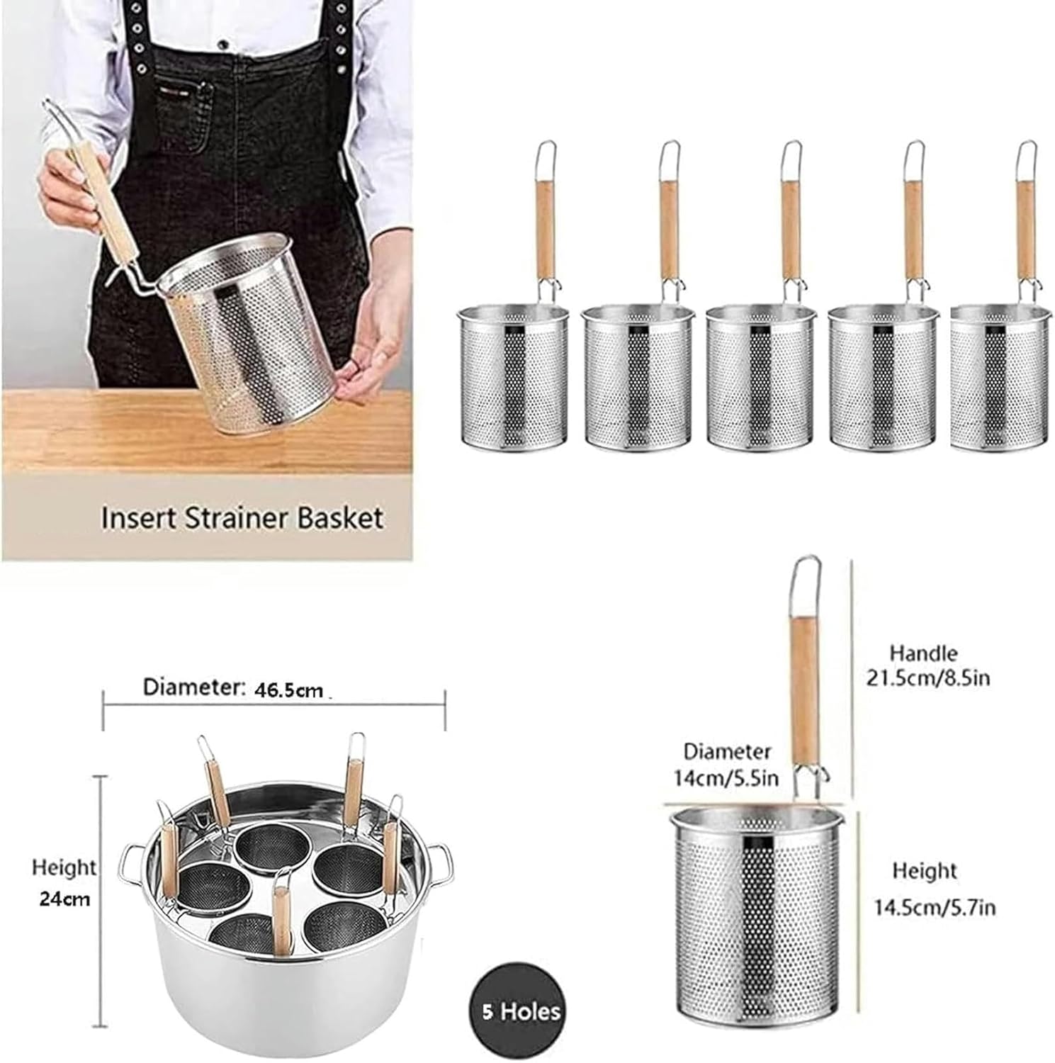 Wzglod Commercial Hot Pot Pasta Cookware 5 Holes