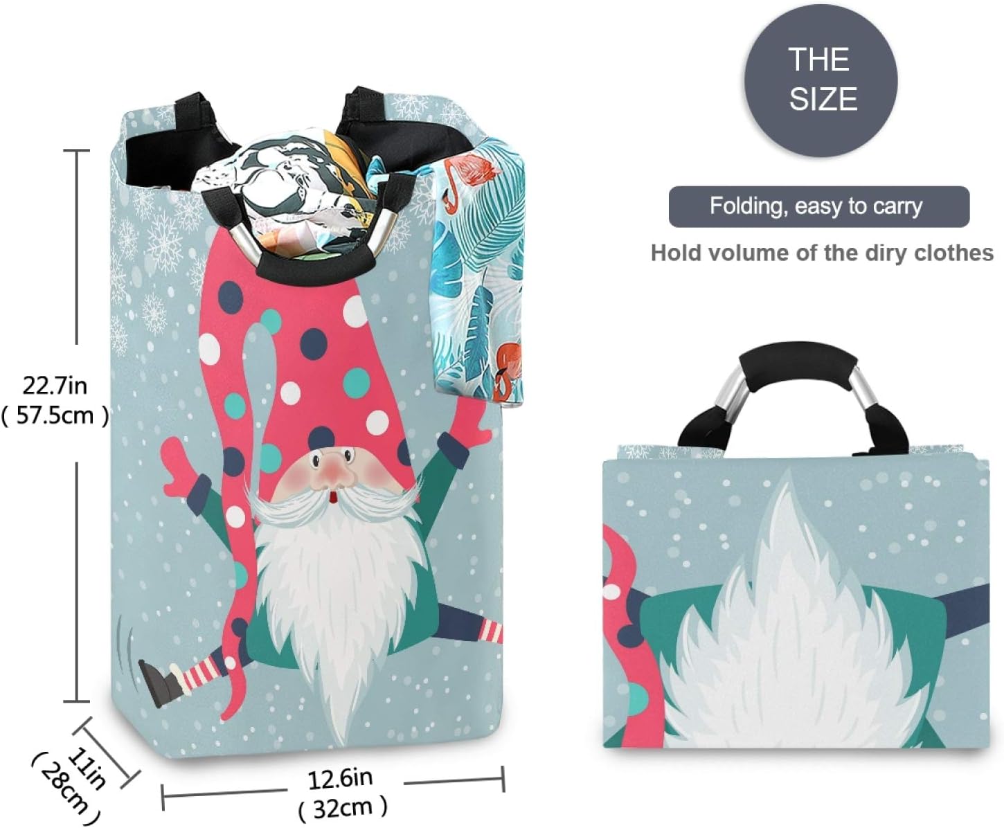 Susiyo Christmas Jolly Gnome Folding Laundry Basket