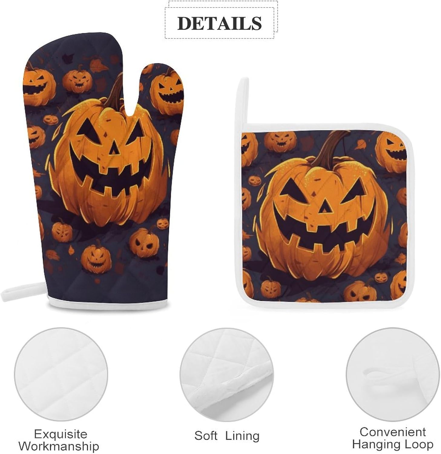 Halloween-Themed Warm Pumpkin Oven Mitts
