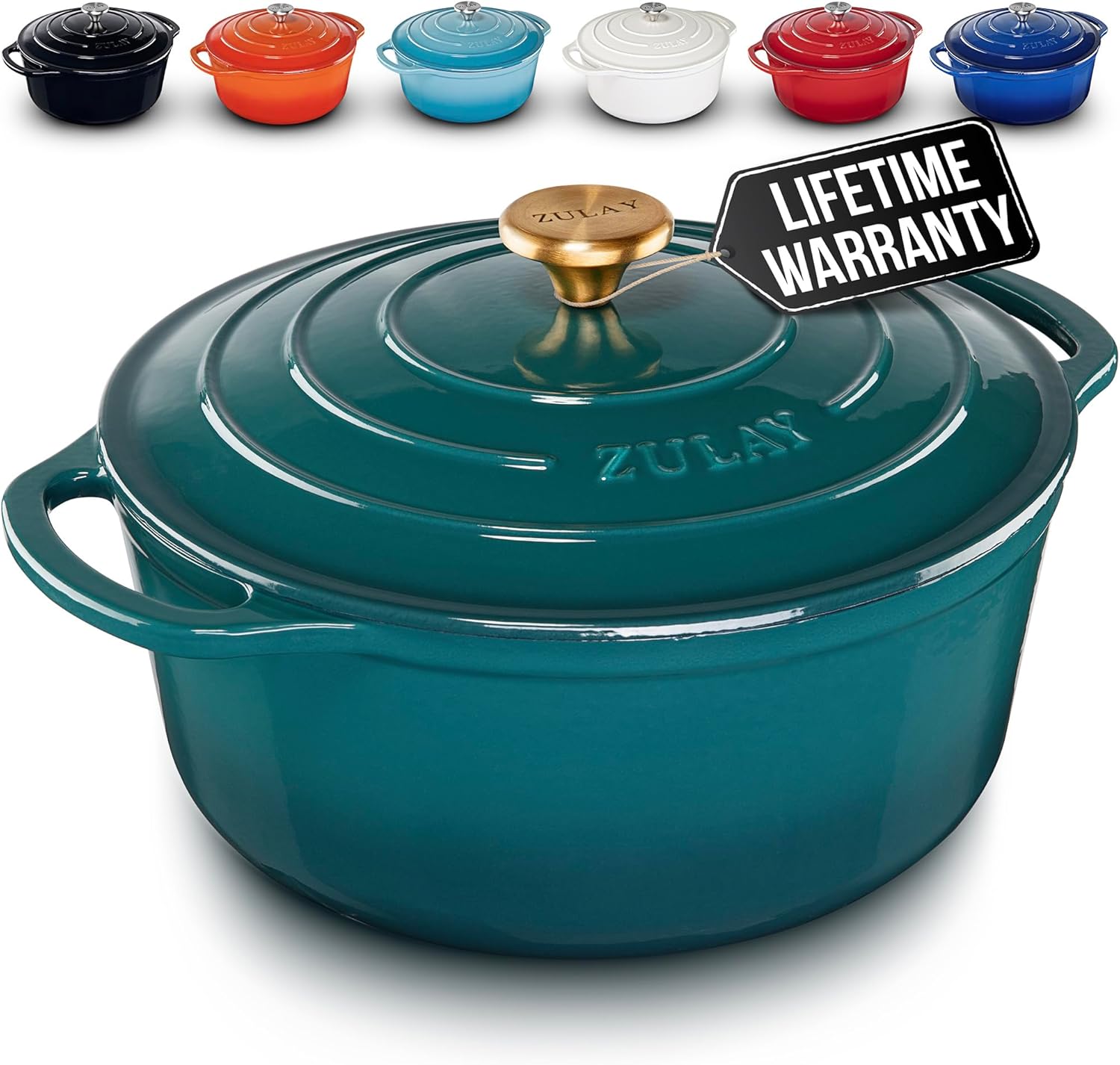 Zulay Kitchen 6 Quart Enameled Cast Iron Dutch Oven Premium Oven-Safe Perfect for Baking More