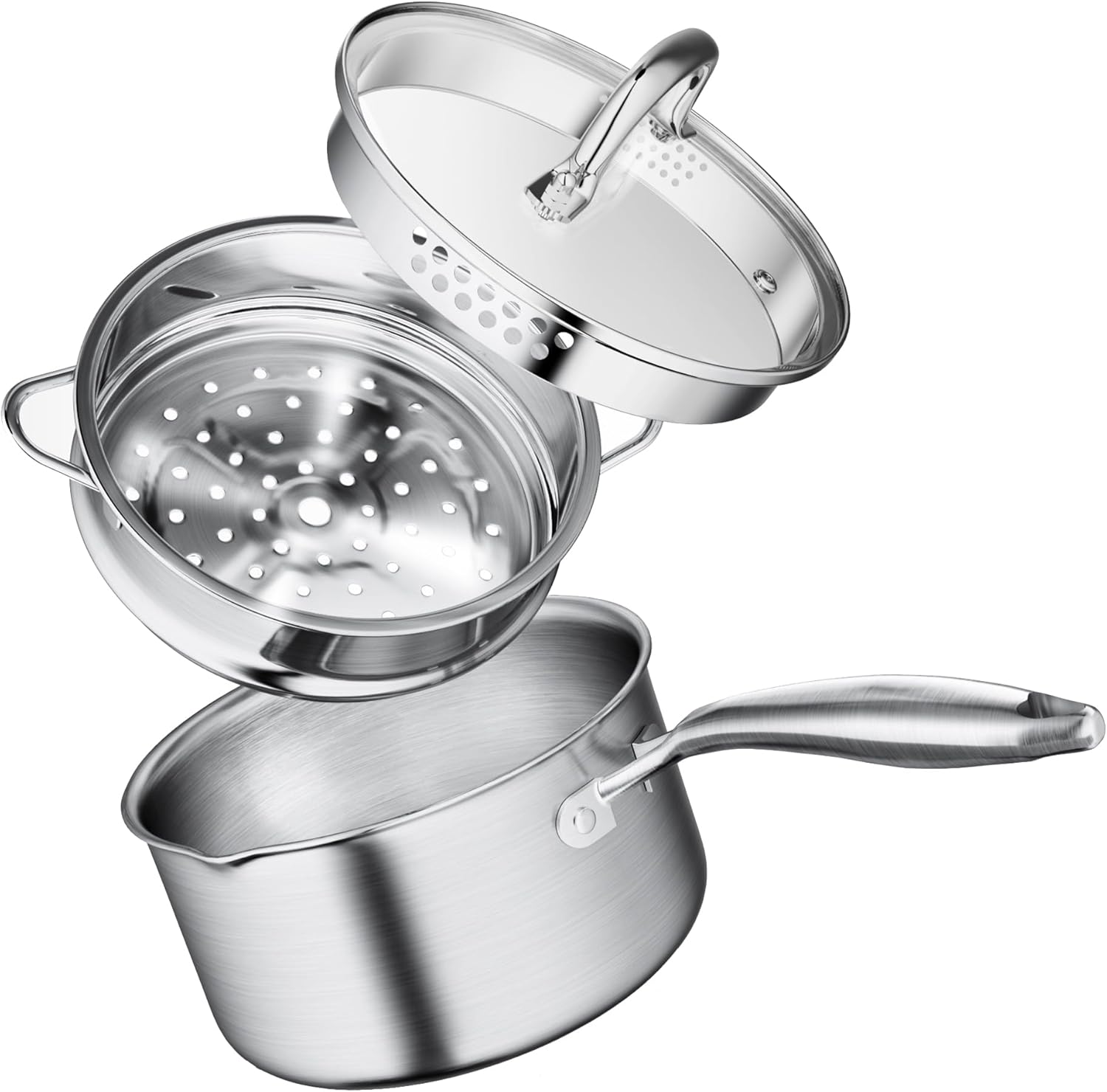 Perfectsta churches ss saucepan with steamer elegant cooking tool for home kitchen