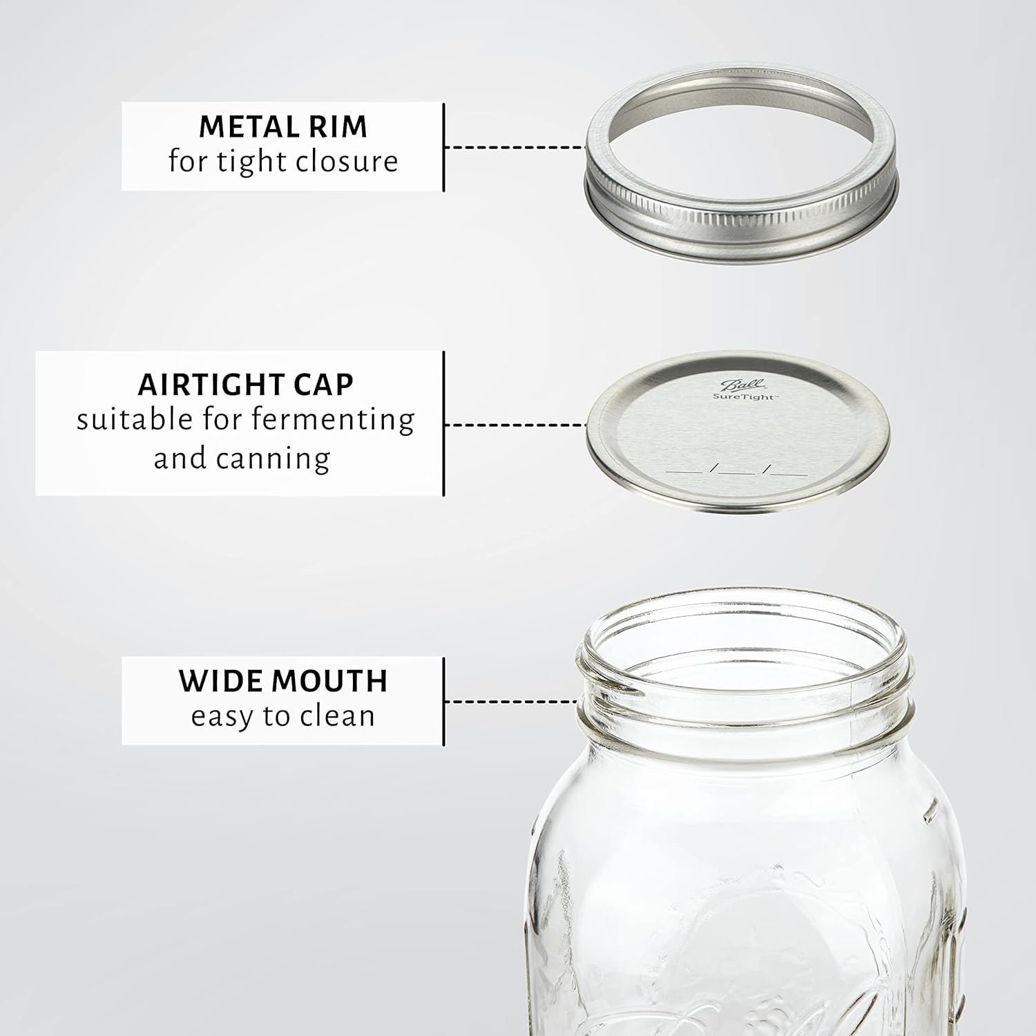 KITCHENTOOLZ Wide Mouth Mason Jars Set of 2