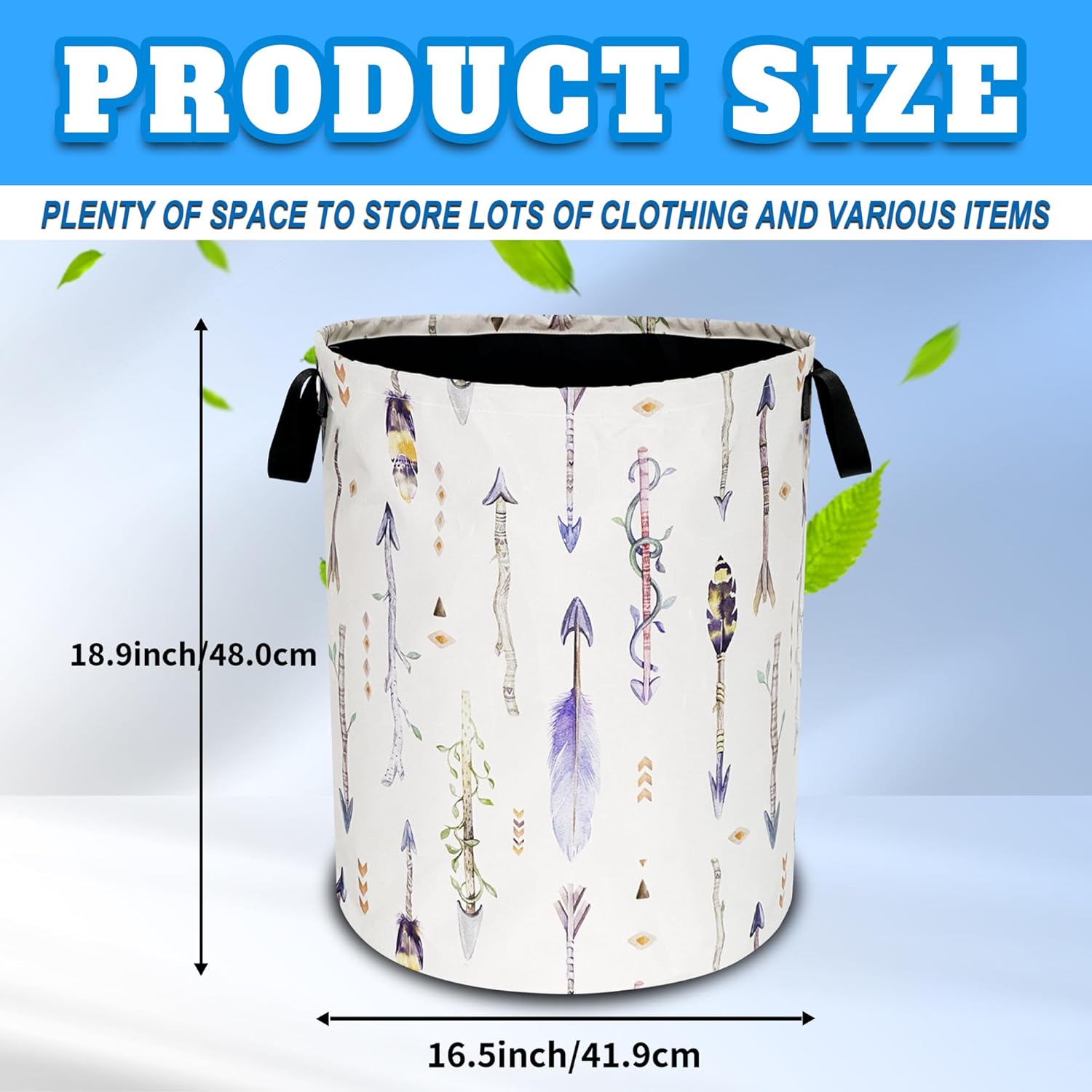 Tribal Feather Arrows Foldable Laundry Basket with Handle