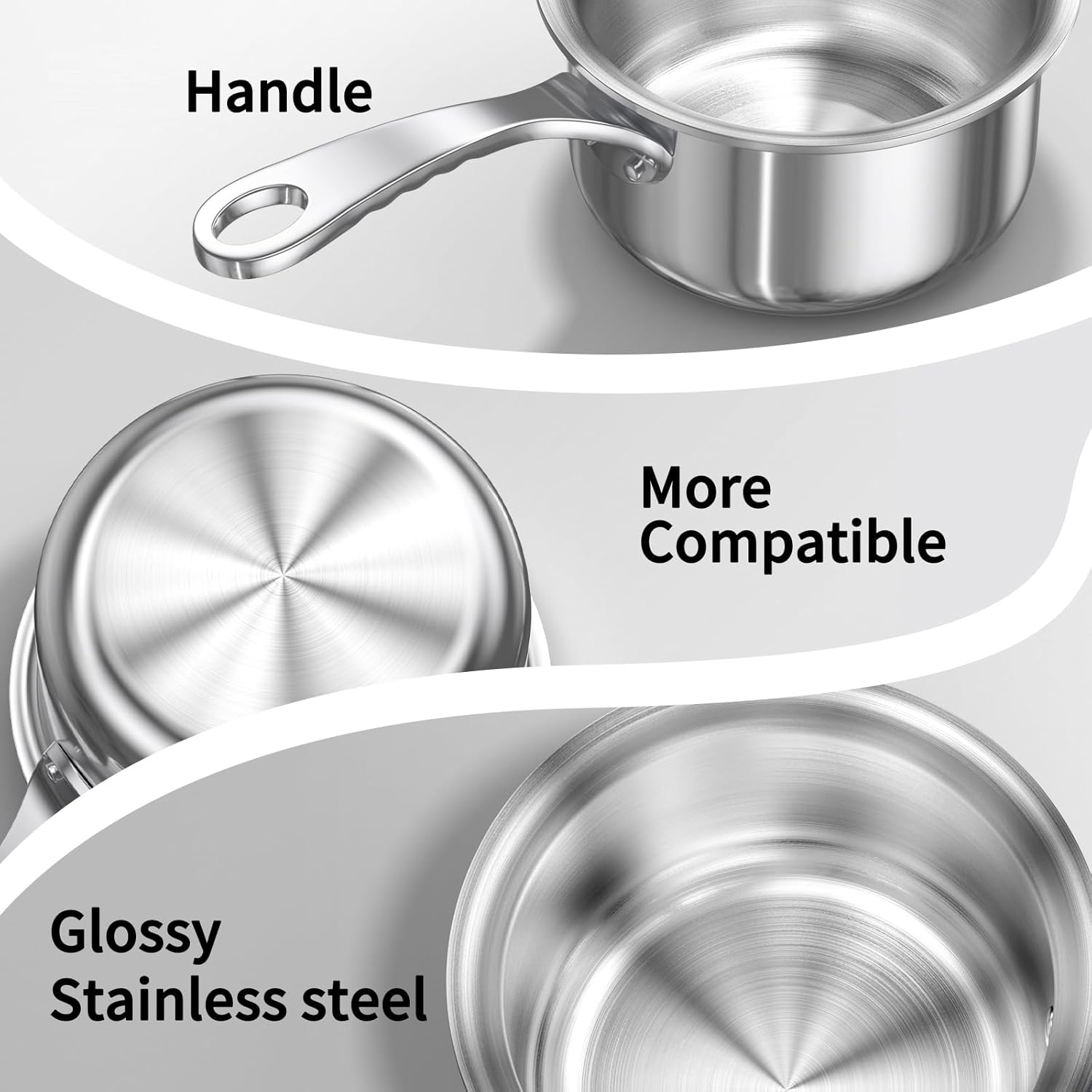 MACEVIA Mini Sauce Pan with Lid Stainless Steel for Home Kitchen