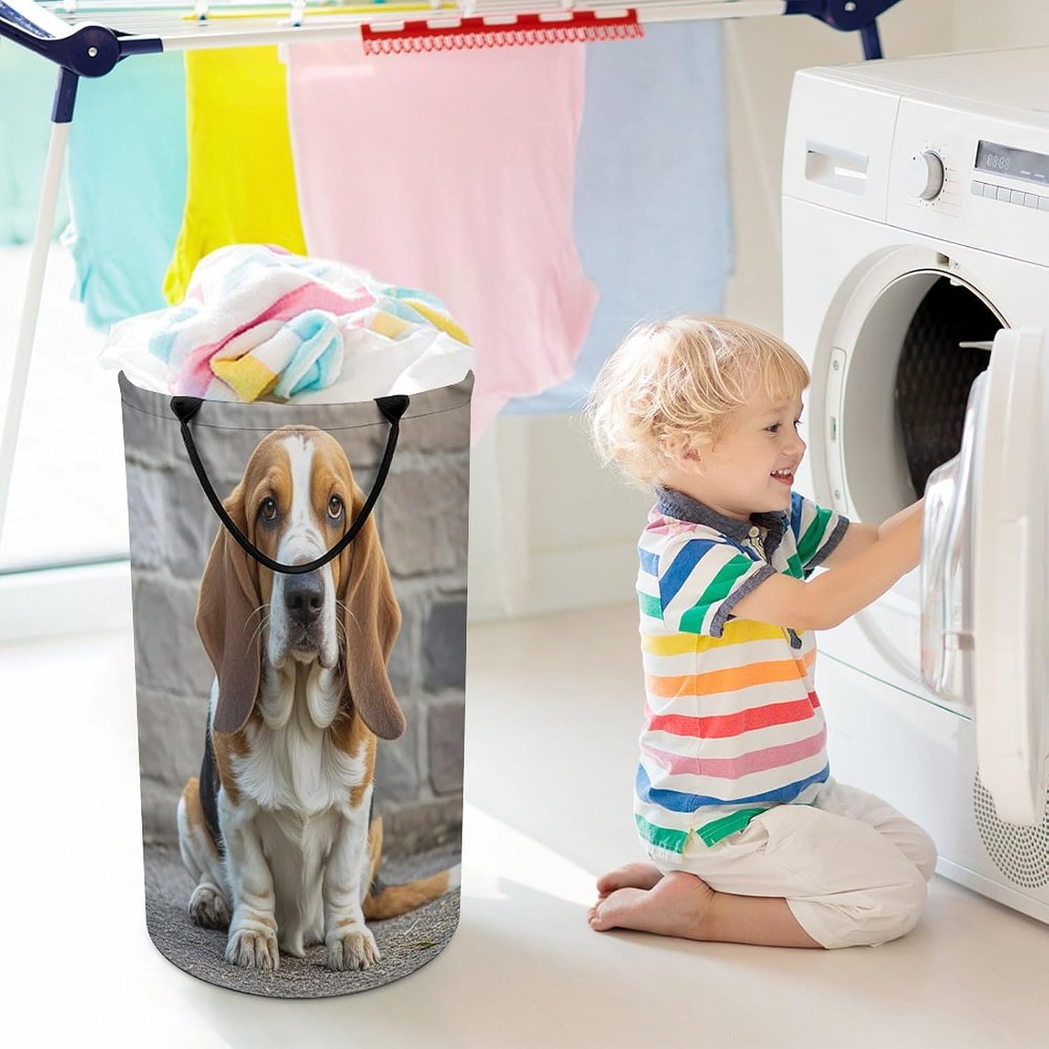 Variuable Waterproof Collapsible Basset Hound Basket for Space-Saving Storage
