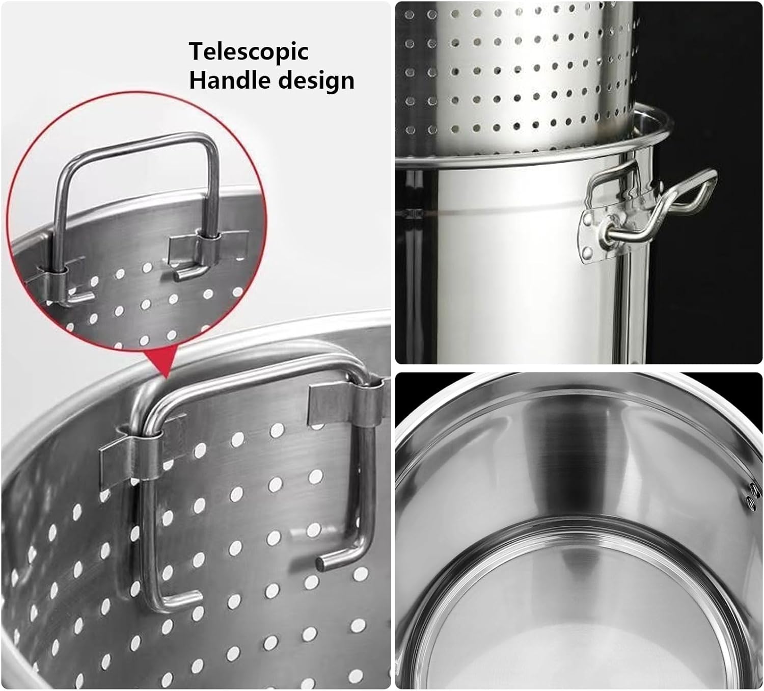 Sturdy Stainless Steel Stockpot with Basket Deep Fry Soup Seafood Made Easy