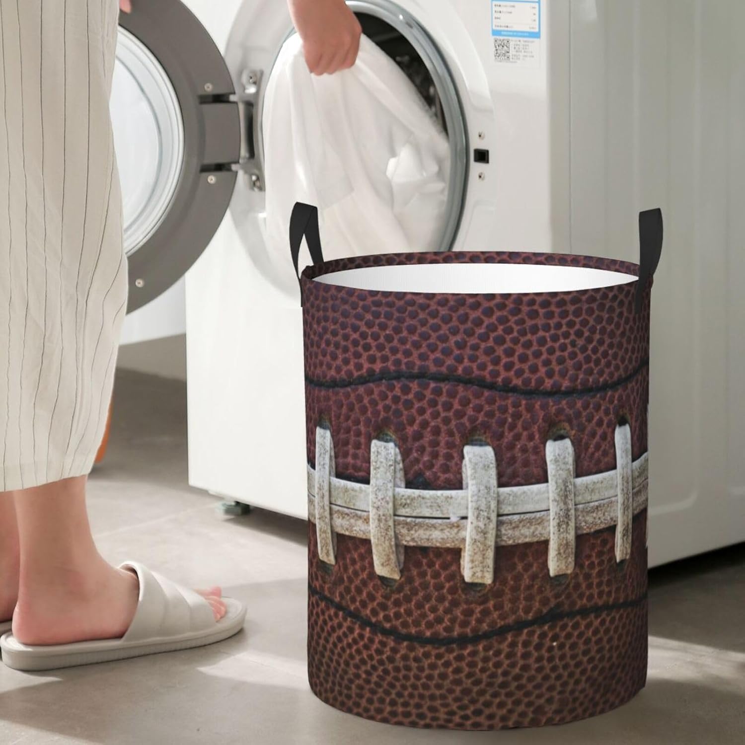 American football-themed waterproof foldable laundry basket for kids and adults
