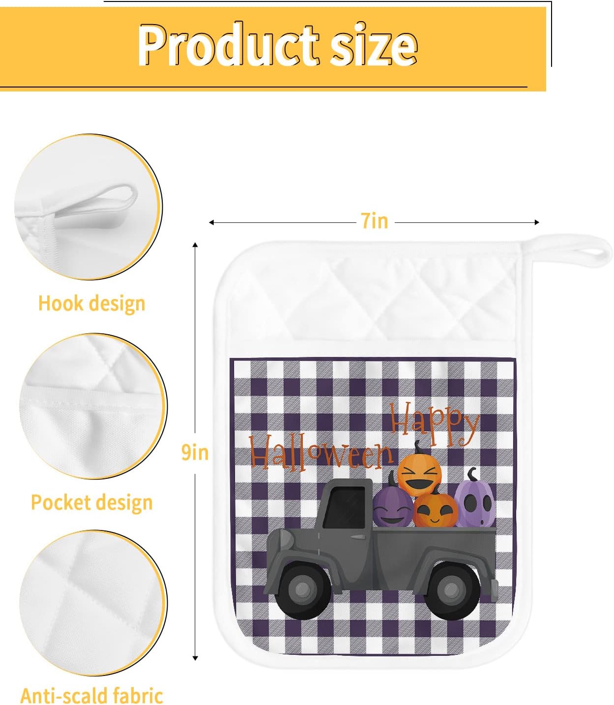 Happy Halloween Heat-Resistant Potholder with Pocket