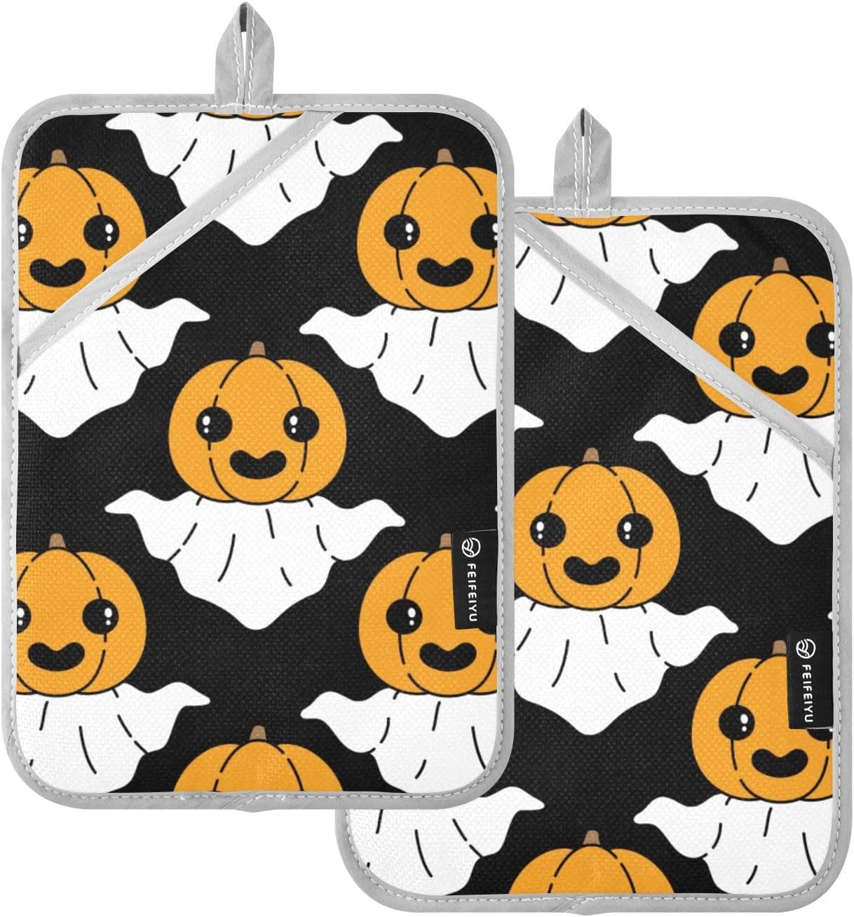 Frighteningly Funny Halloween Spooky Kitchen Potholders Set of 2