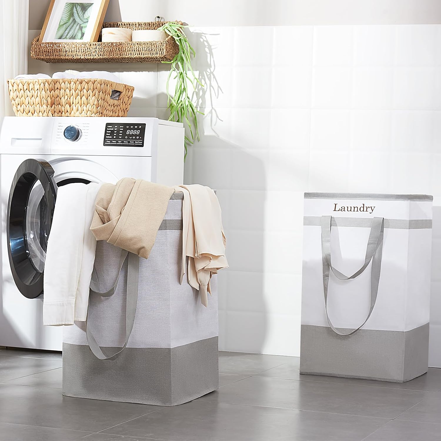 Two-Piece Collapsible Laundry Hamper for Bathroom Storage