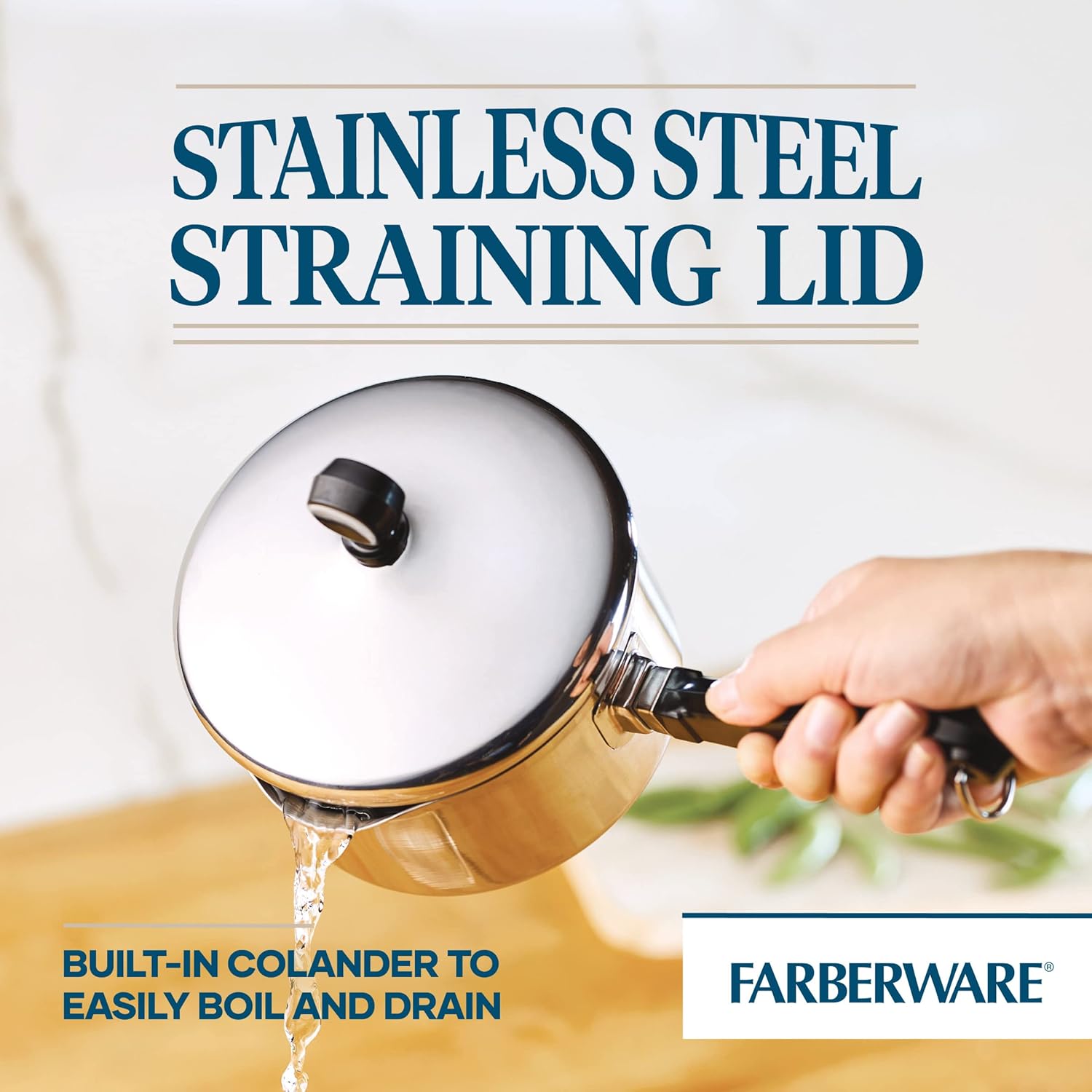 Farberware Classic 1-Quart Straining Saucepan with Lid Silver