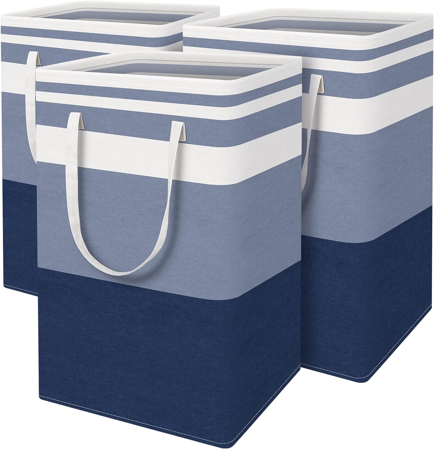3-Pack Large Capacity Waterproof Laundry Basket with Gradient Blue