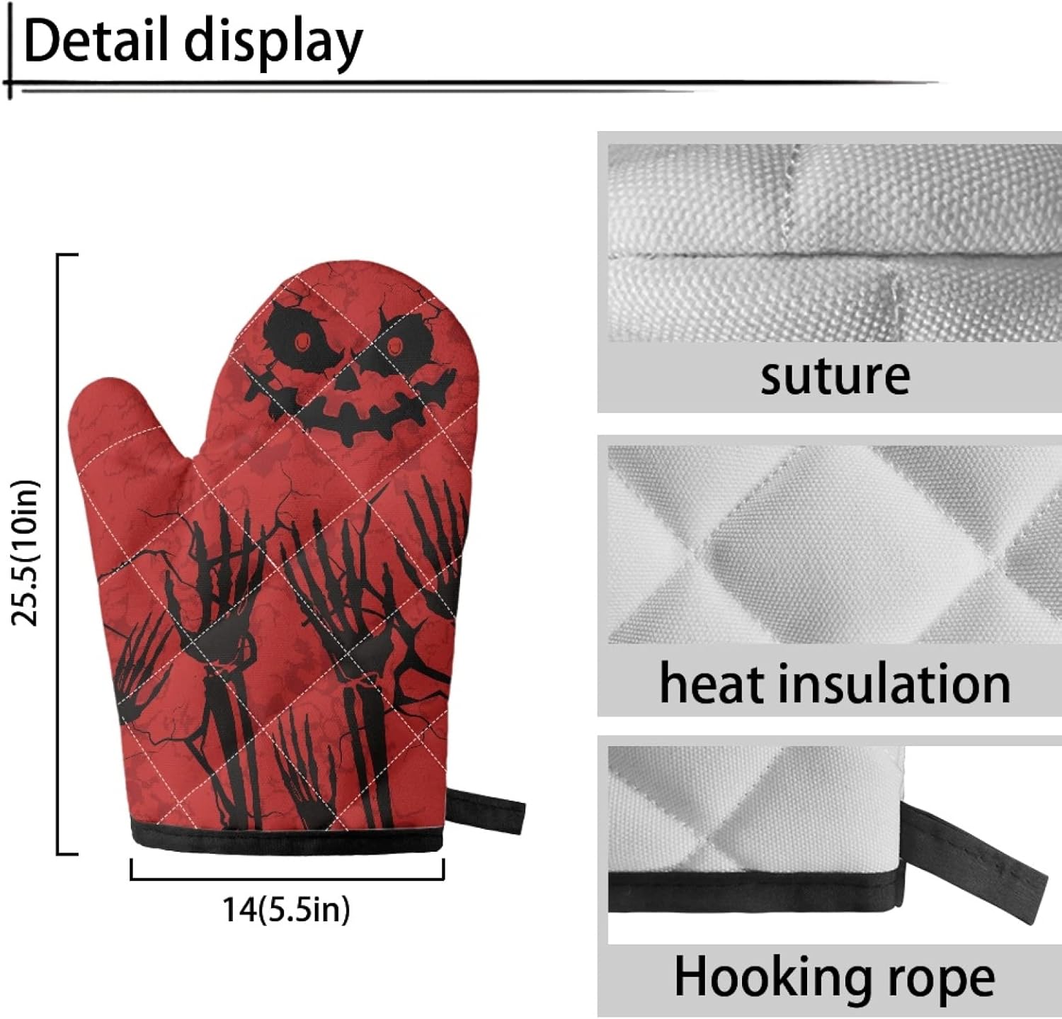 Halloween Skull Oven Mitts Pot Holders Set Red