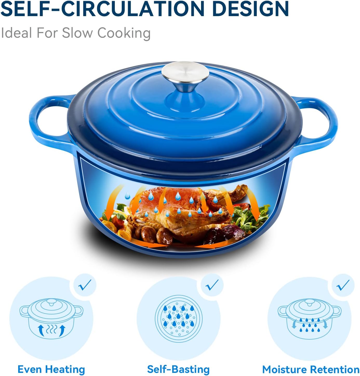 Miereirl 6 Qt Enameled Dutch Oven with Lid and Dual Handles