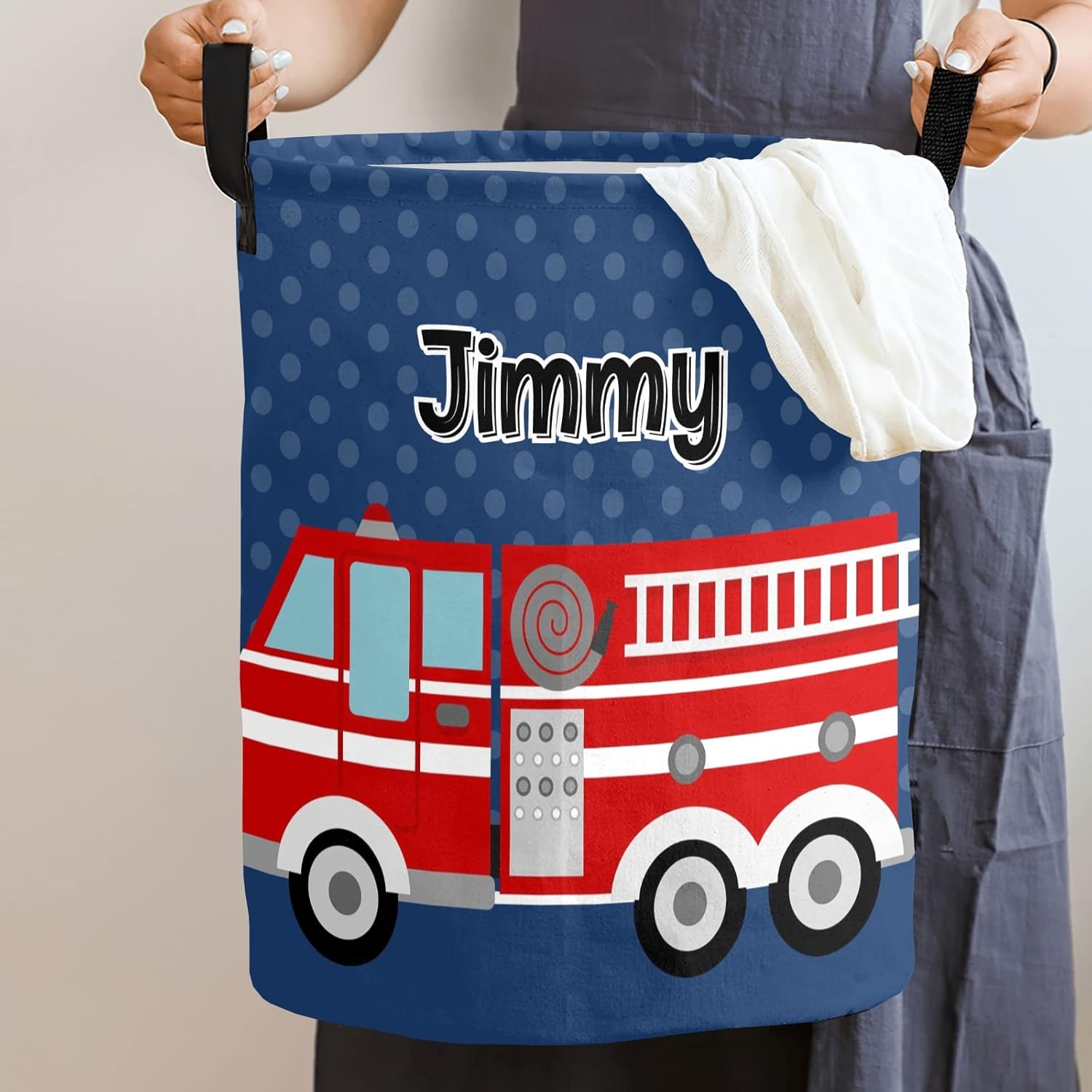 Personalized Fire Truck Laundry Hamper