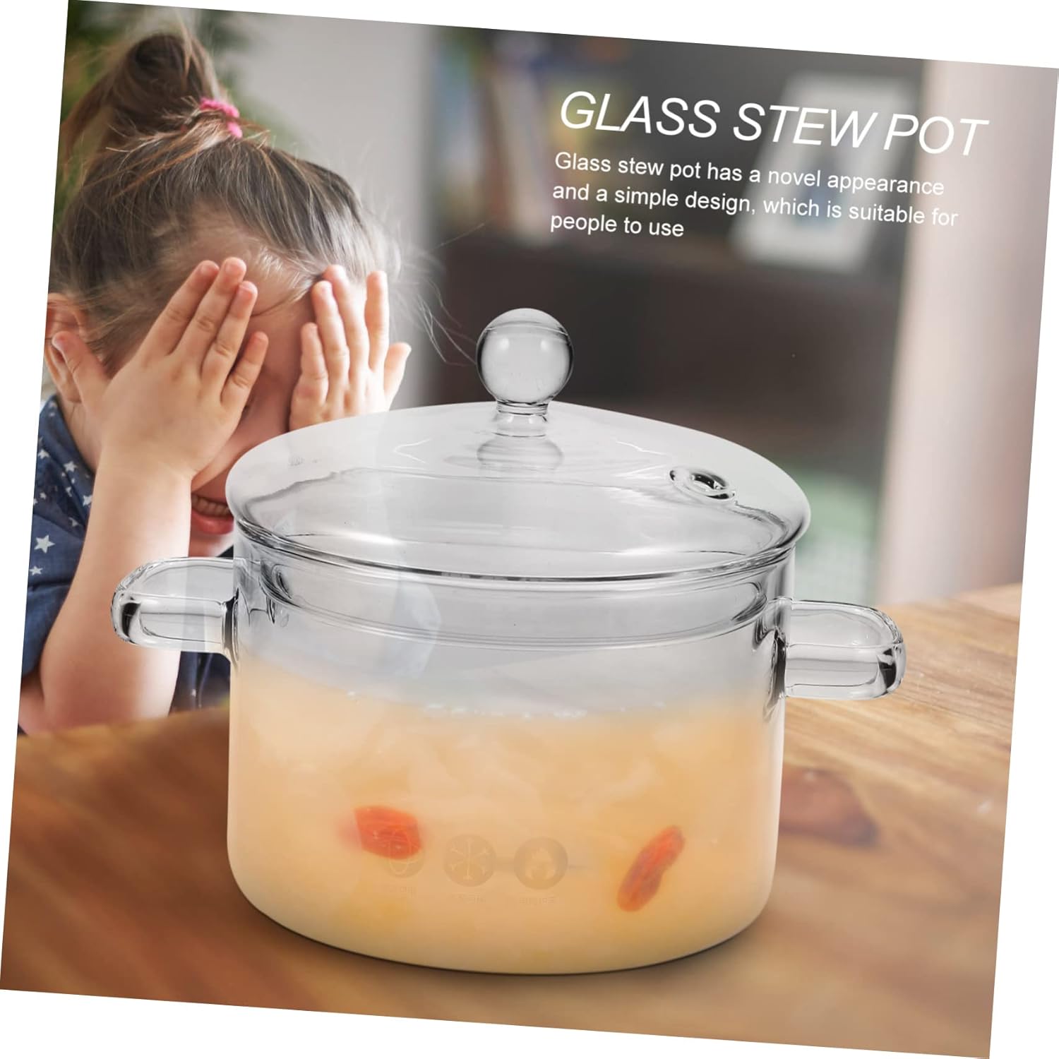 DECHOUS High-Borosilicate Glass Stockpot with Lid 1500ml