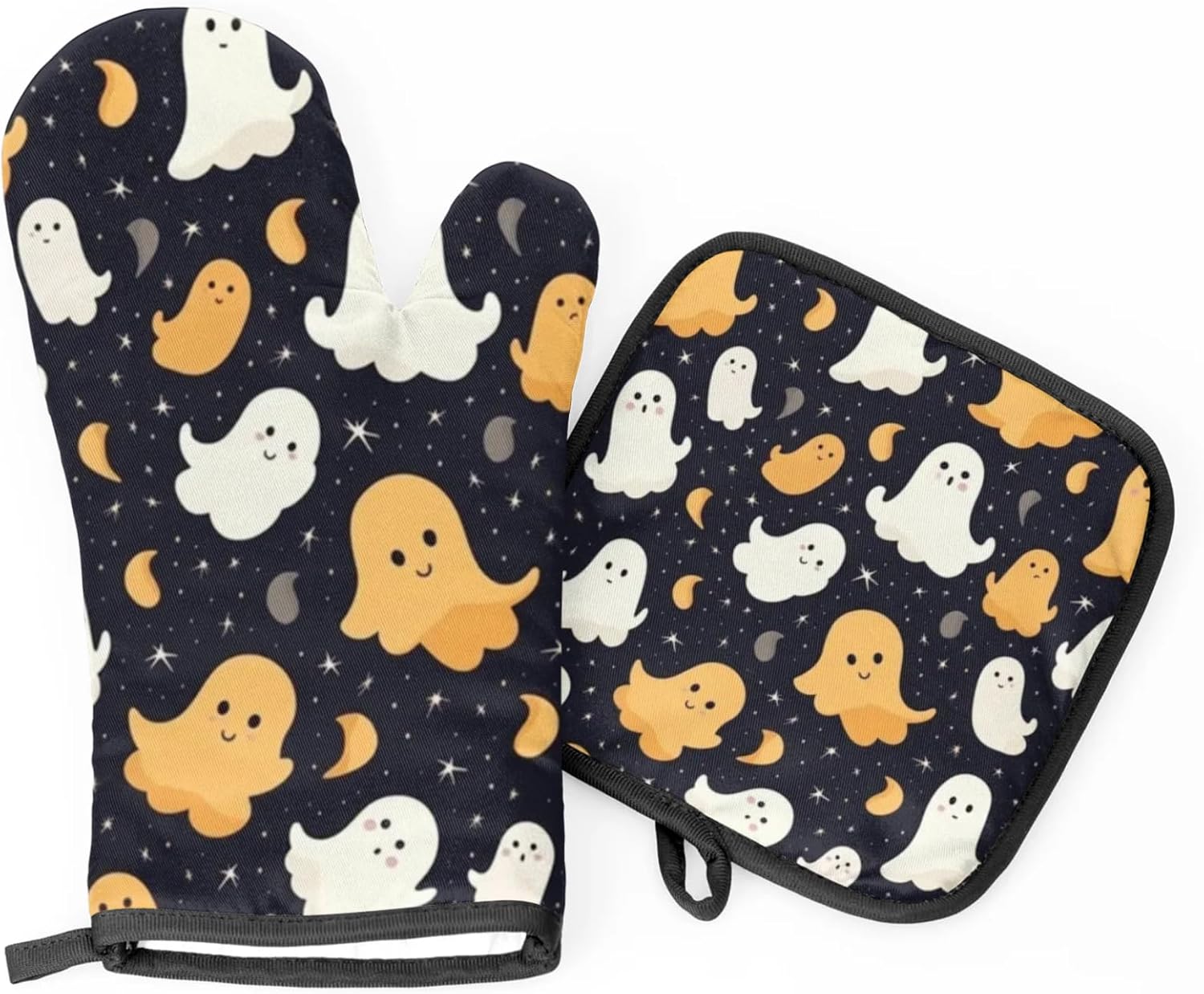 Aglebo Abstract Halloween Ghost Oven Mitts and Pot Holders Set of 2