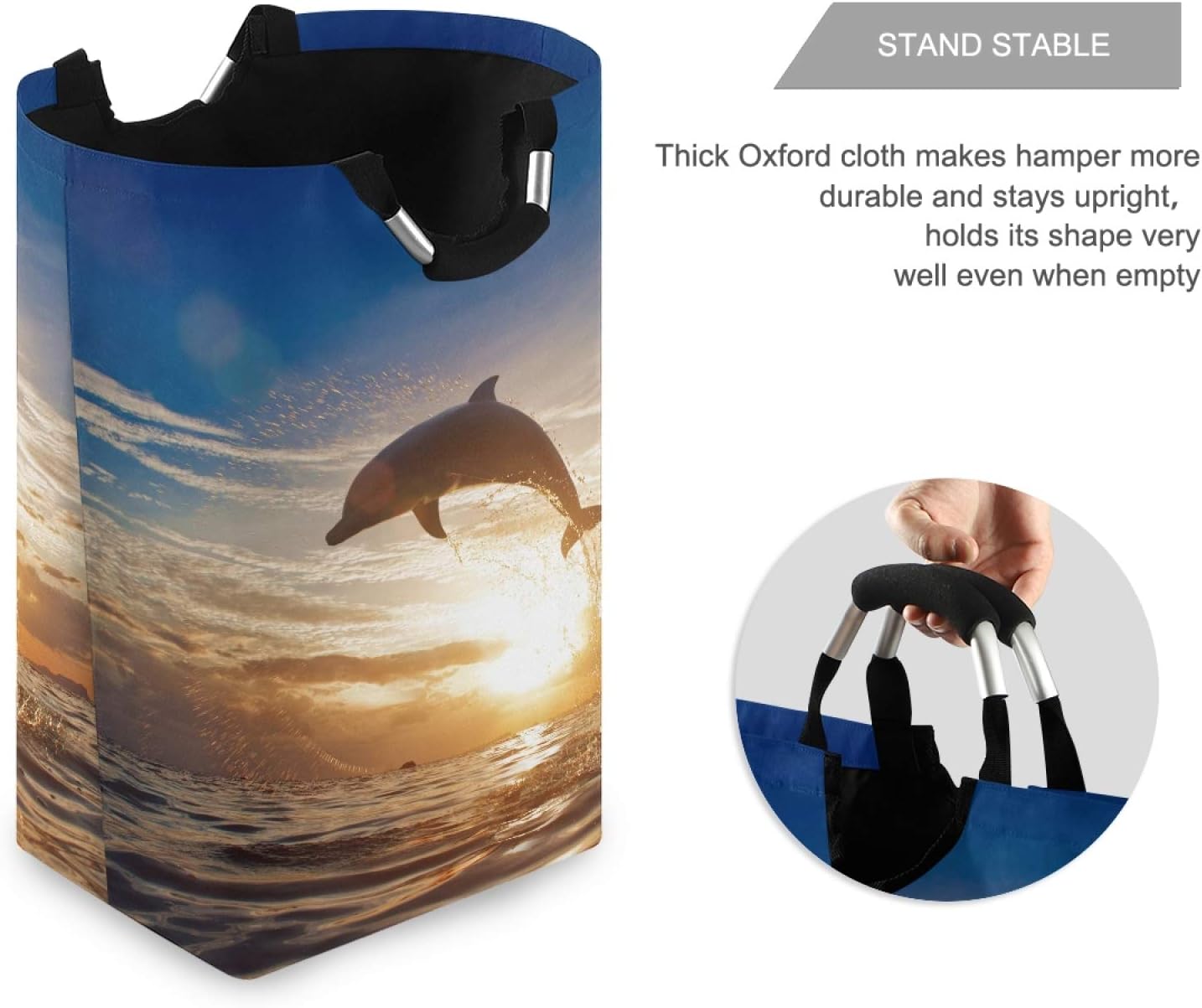 susiyo Beautiful Dolphins Folding Laundry Hamper