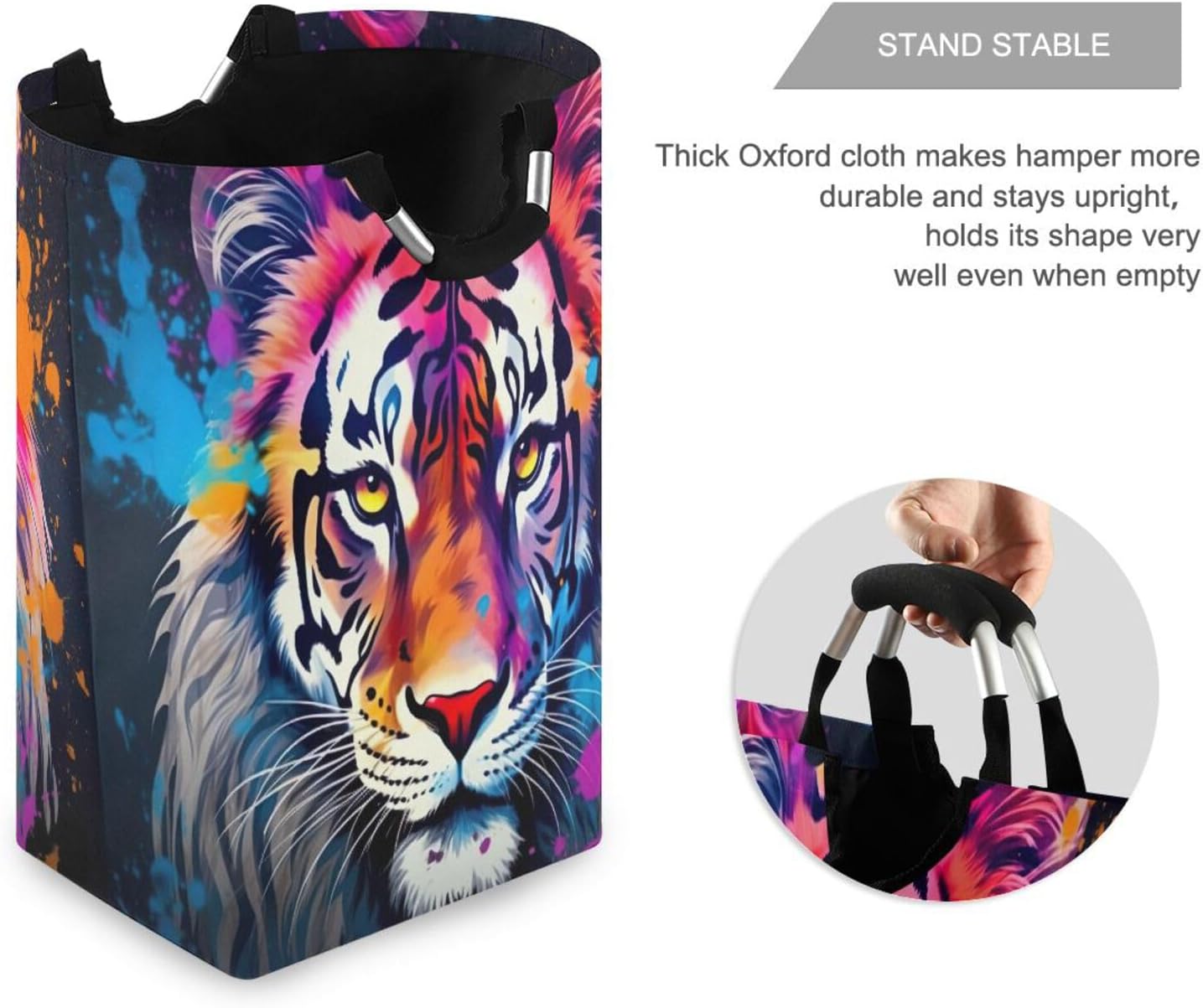Kigai Foldable Laundry Basket with Tiger Design