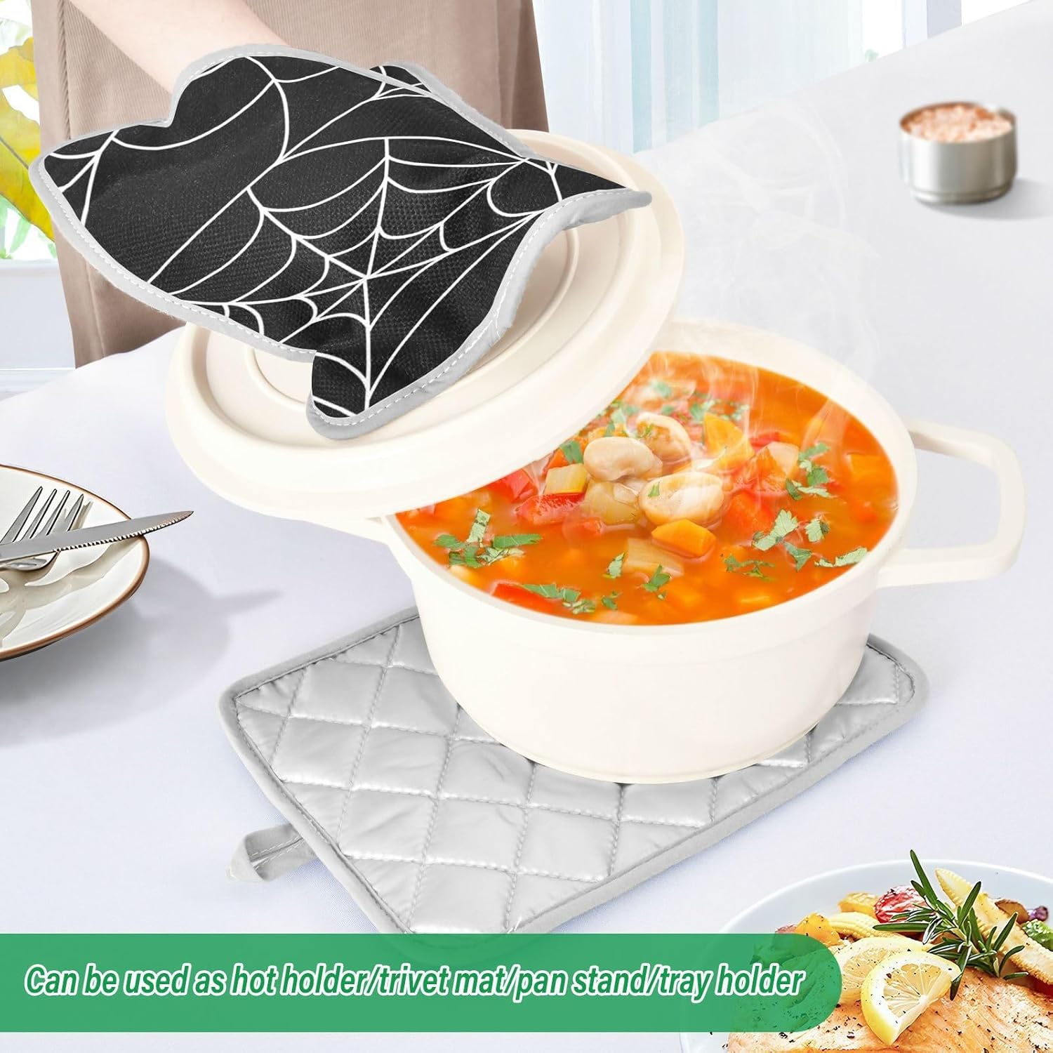 Halloween Spider Web Pot Holder SetOURVII