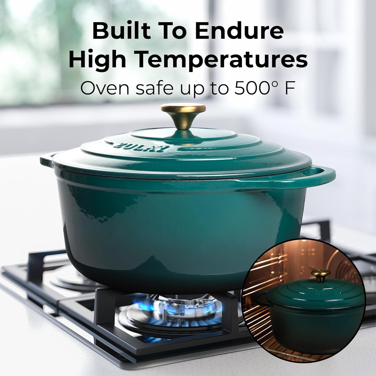 Zulay Kitchen 6 Quart Enameled Cast Iron Dutch Oven Premium Oven-Safe Perfect for Baking More