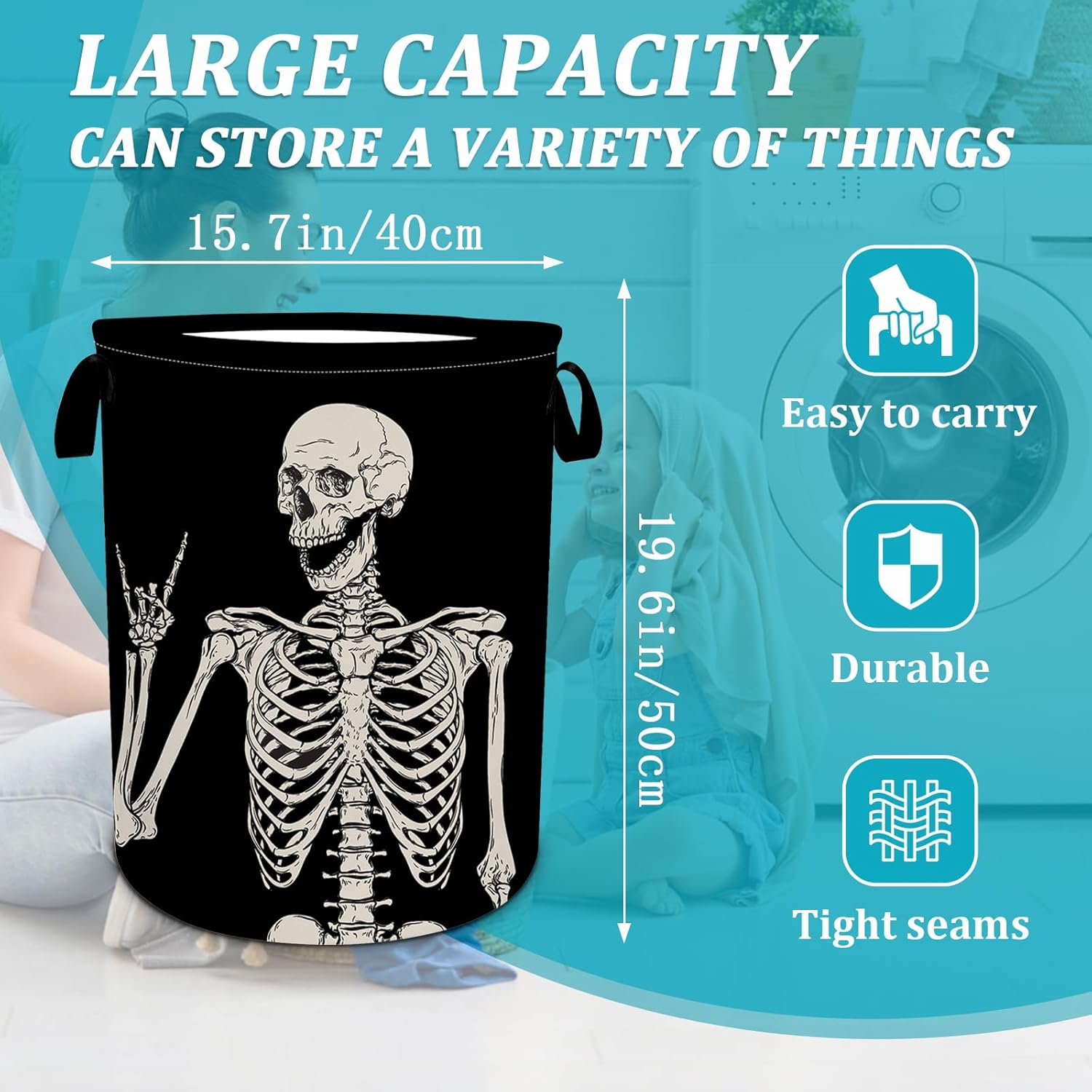 Funny Skull Laundry Hamper