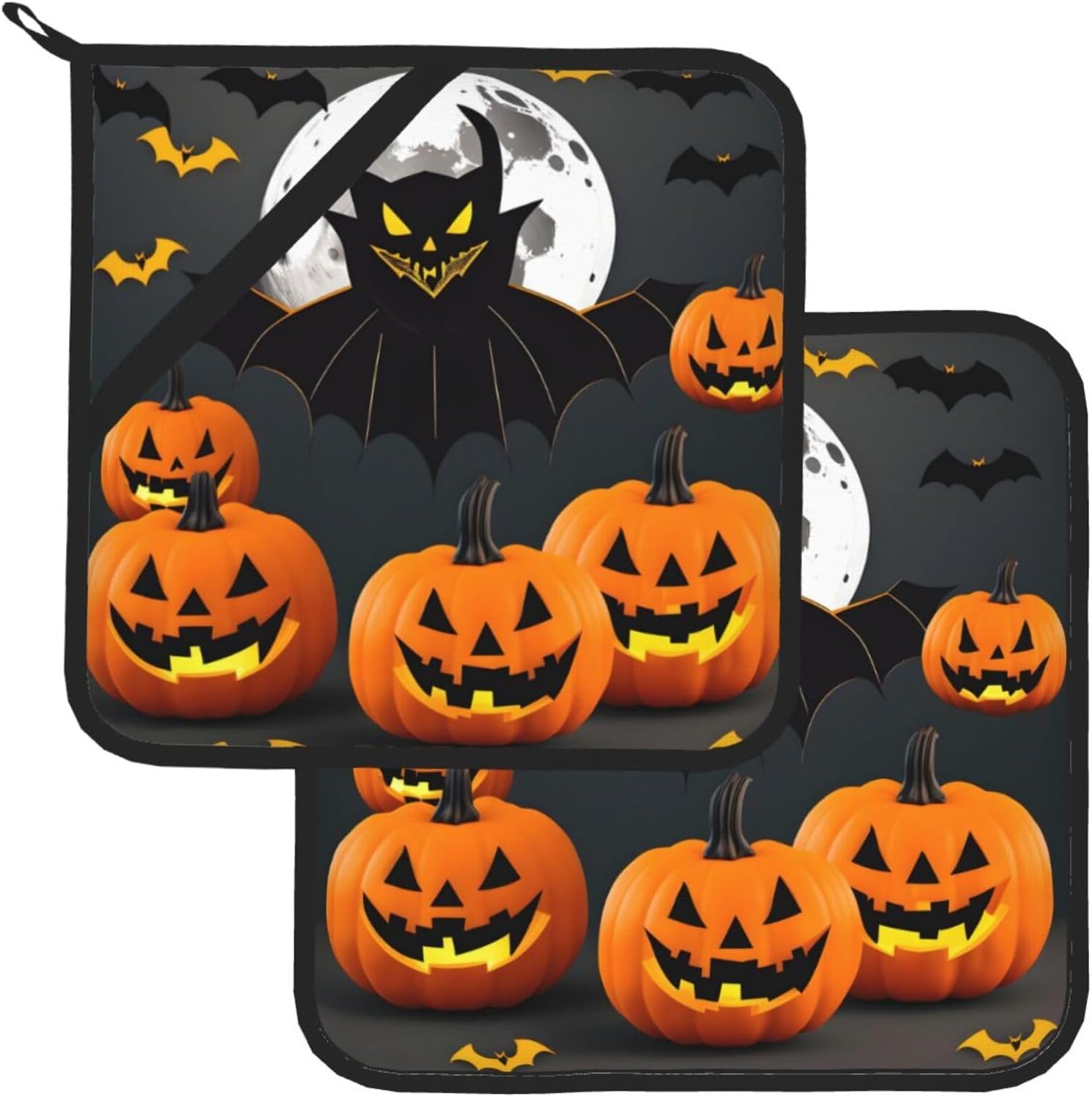 CarXs Halloween Moon Bat Pumpkin Potholder Set